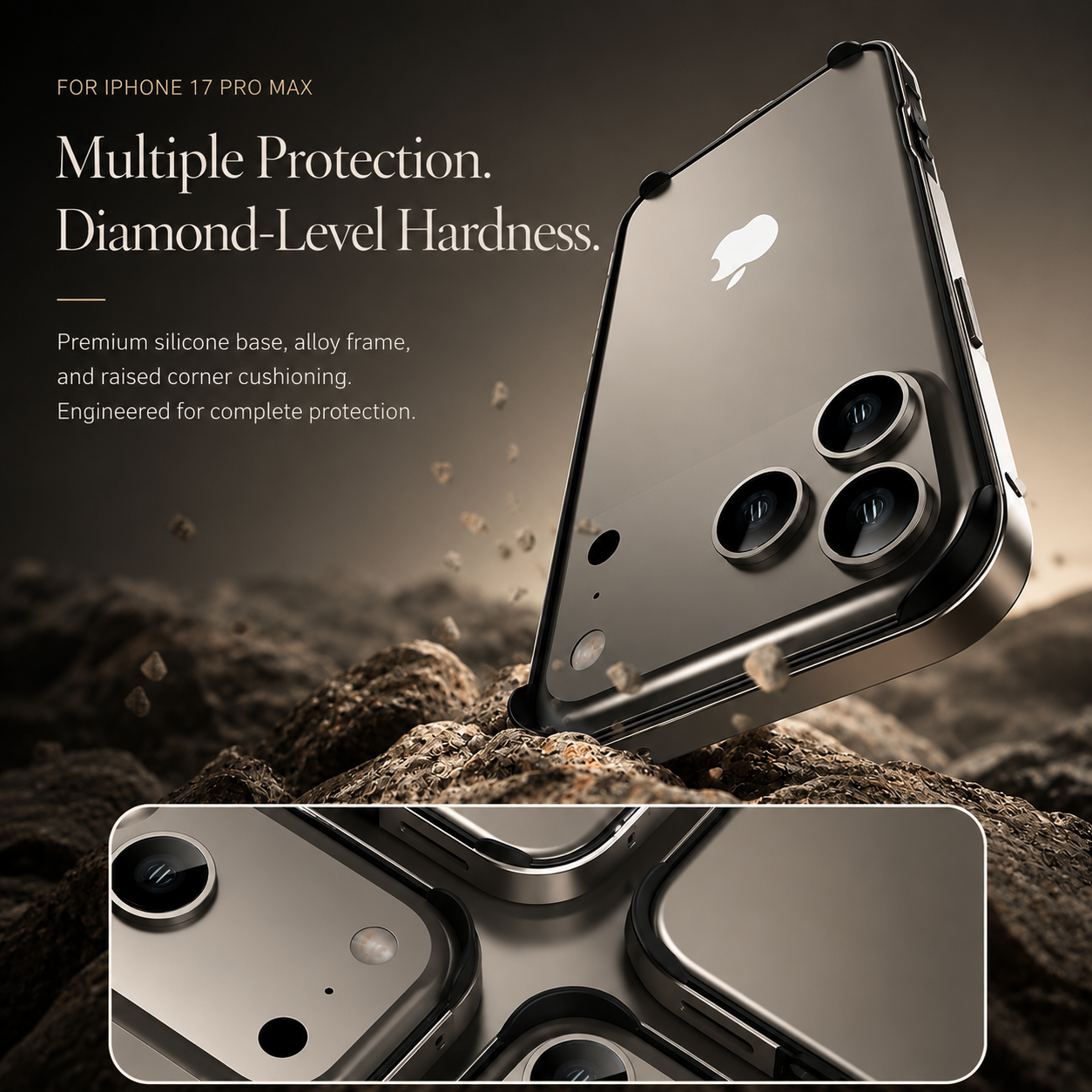 Premium iPhone Case Aluminum Metal Frame Bumper Cover Shockproof Silicone Protection Rugged Edge Protection Anti Scratch Lightweight Durable Design