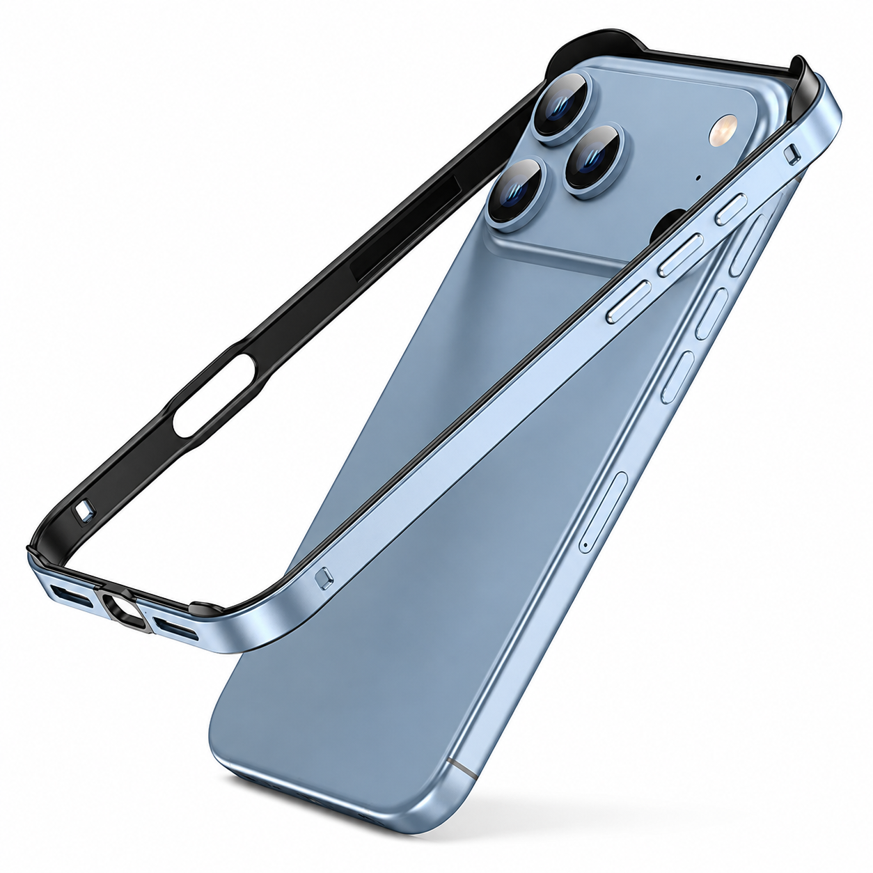 Premium iPhone Case Aluminum Metal Frame Bumper Cover with Silicone Protection Shockproof Anti Scratch Slim Half Wrapped Rugged Durable Design Build