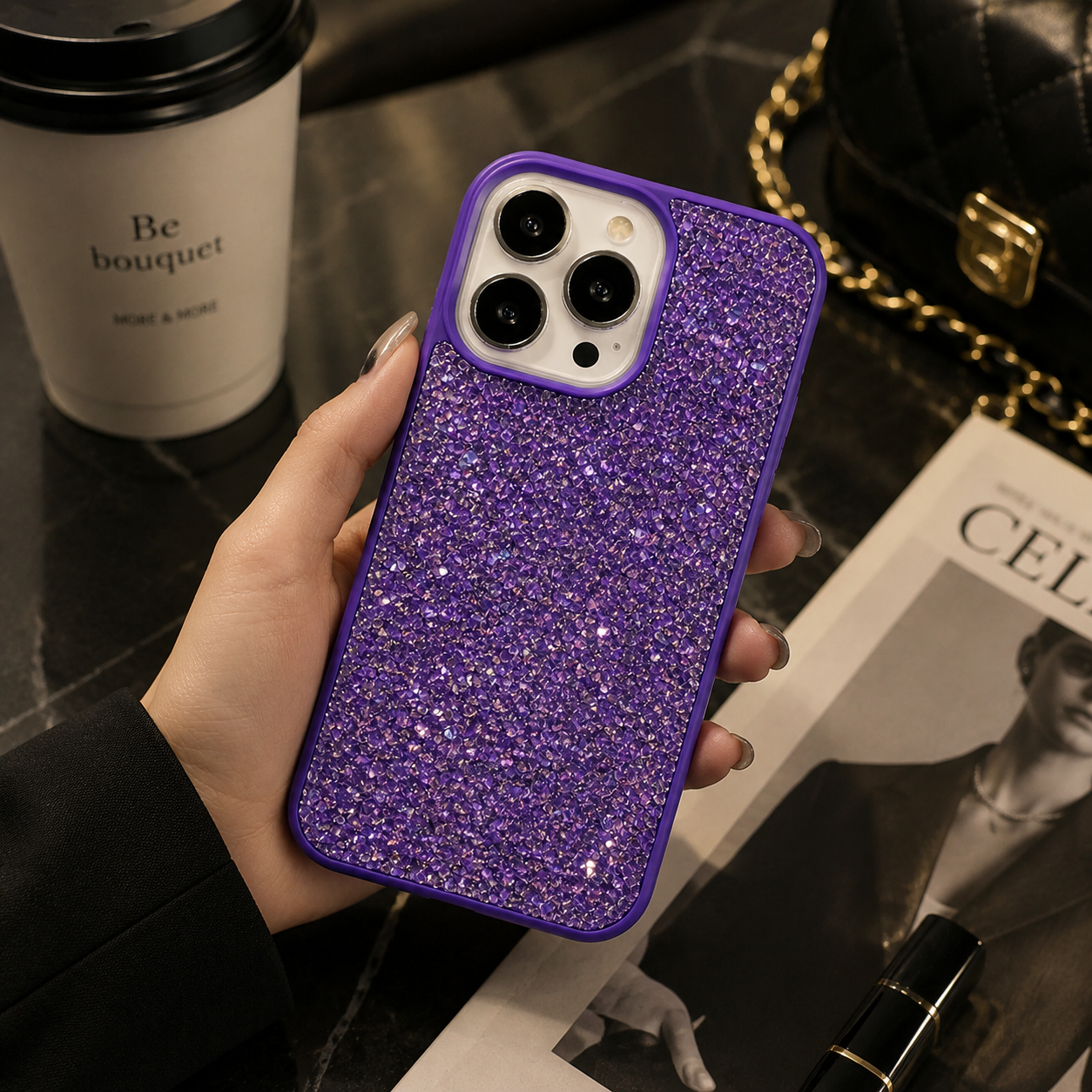 Premium iPhone Case Bling Crystal Diamond Cover MagSafe Compatible Shockproof Protective Case Flash Drill Design Camera Lens Screen Protection Ultra Thin Full Coverage
