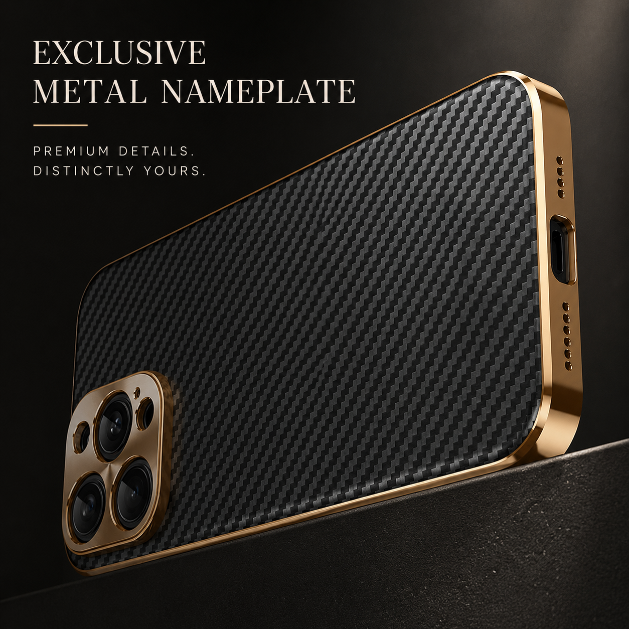 Premium iPhone Case Carbon Fiber Leather Alloy Lens Protection Shockproof Slim Fit Plating Design Wireless Charging Compatible Cover