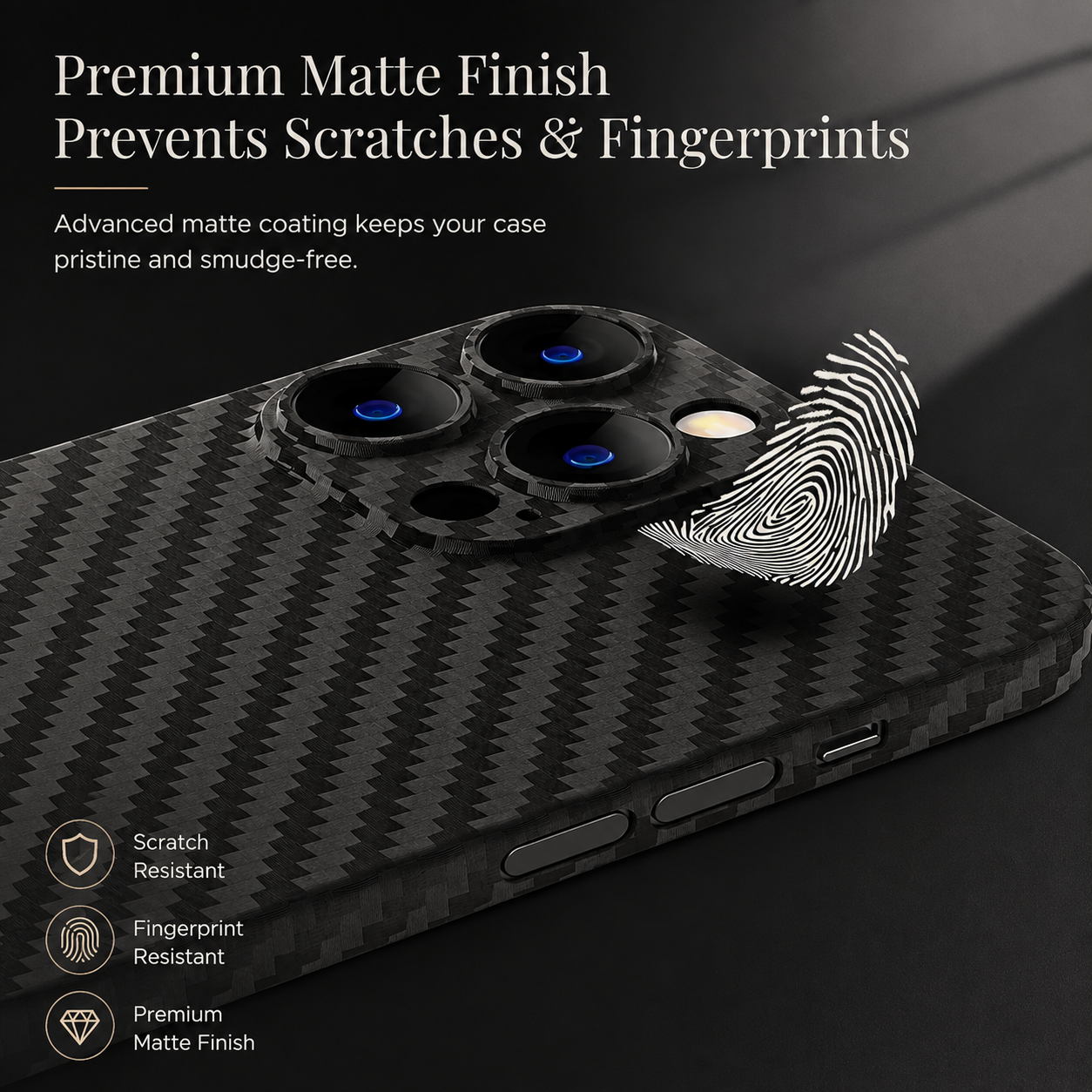 Premium iPhone Case Carbon Fiber Matte Protective Cover MagSafe Compatible Ultra Thin Camera Lens Protection Anti Fingerprint Slim Full Coverage