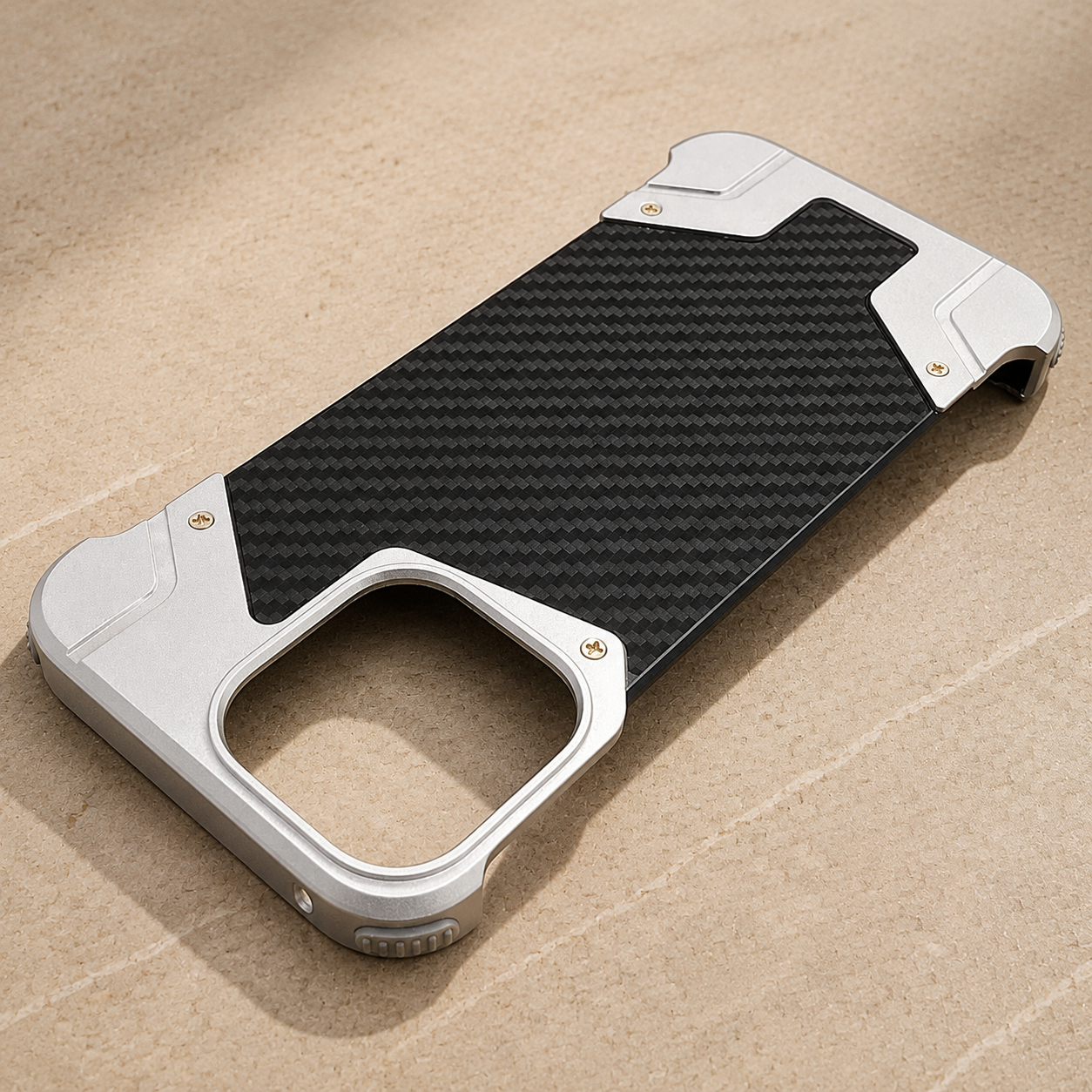 Premium iPhone Case Carbon Fiber Metal Armor Cover Frameless MagSafe Compatible Magnetic Shockproof Protective Case Slim Durable Design