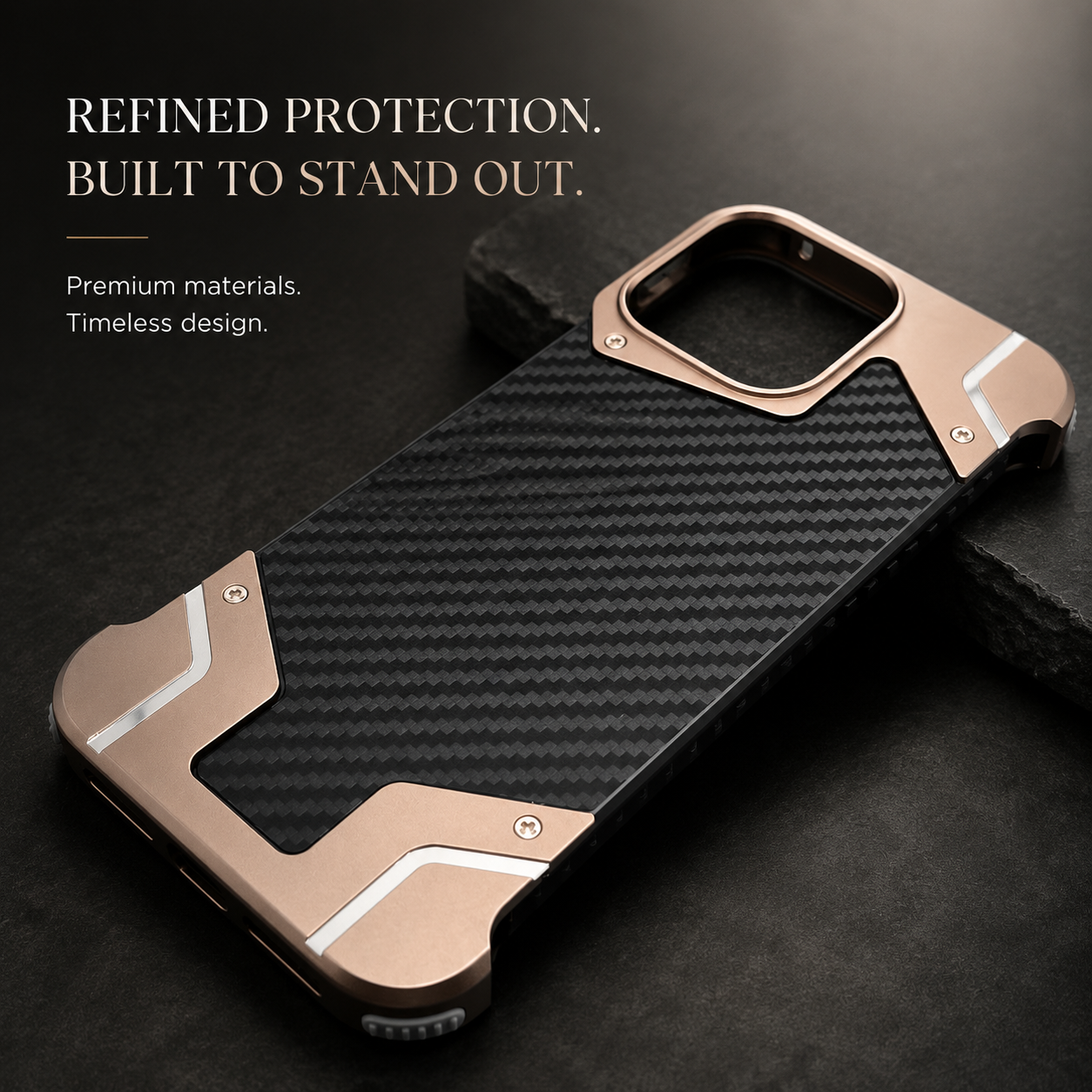Premium iPhone Case Carbon Fiber Metal Armor Cover Frameless MagSafe Compatible Magnetic Shockproof Protective Case Slim Durable Design