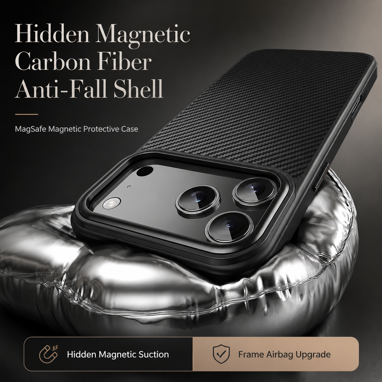Premium iPhone Case Carbon Fiber Protective Cover Shockproof Drop Resistant Anti Fingerprint Non Slip Scratch Resistant Dustproof Slim Design