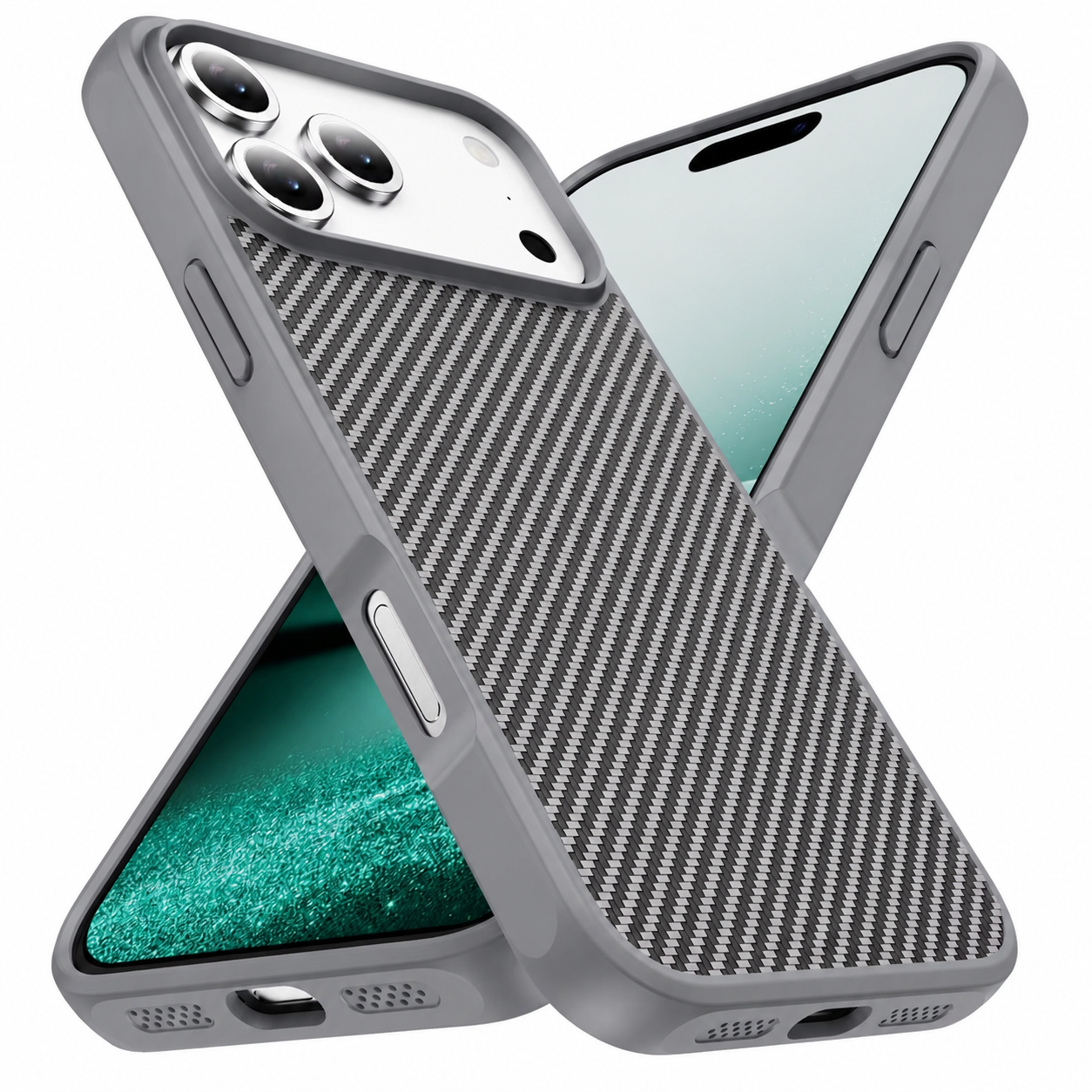Premium iPhone Case Carbon Fiber Protective Cover Shockproof Drop Resistant Anti Fingerprint Non Slip Scratch Resistant Dustproof Slim Design