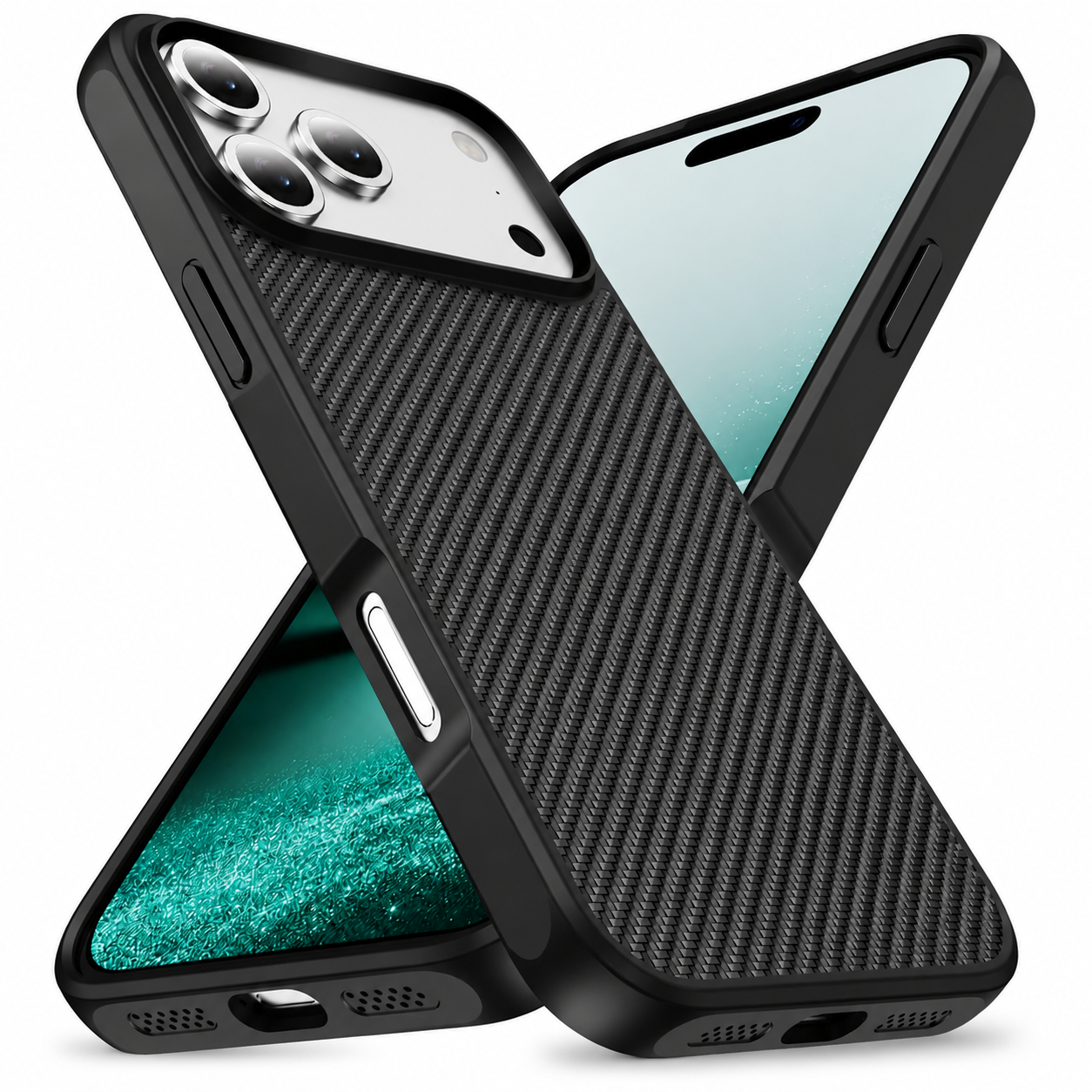 Premium iPhone Case Carbon Fiber Protective Cover Shockproof Drop Resistant Anti Fingerprint Non Slip Scratch Resistant Dustproof Slim Design