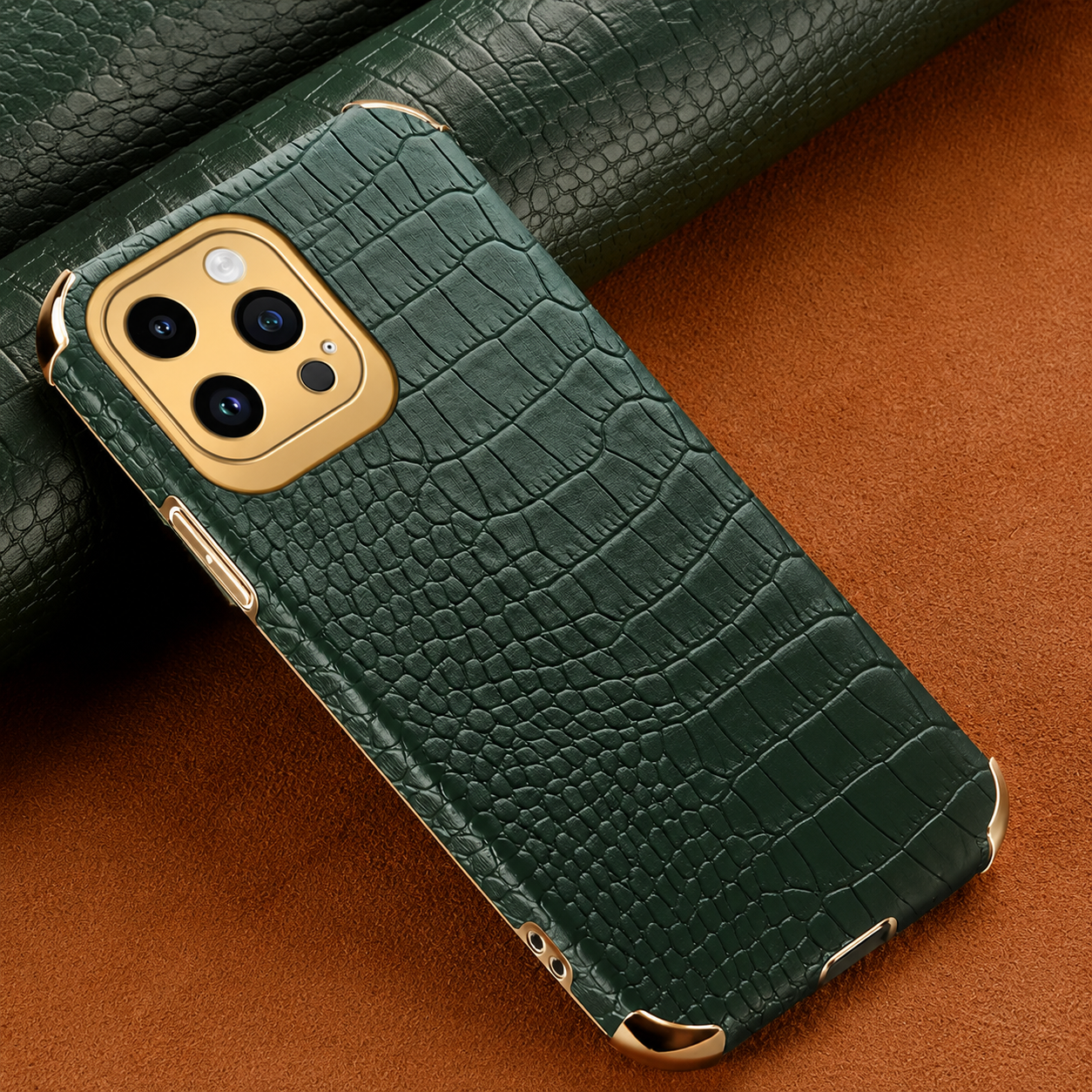 Premium iPhone Case Crocodile Leather Protective Cover Shockproof Camera Lens Protection Anti Scratch Anti Fingerprint Silicone TPU Full Coverage