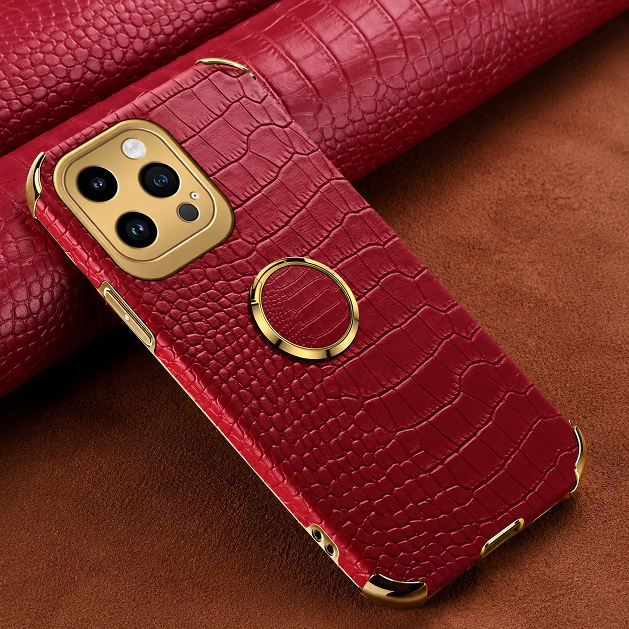 Premium iPhone Case Crocodile Leather Protective Cover Shockproof Camera Lens Protection Anti Scratch Anti Fingerprint Silicone TPU Full Coverage