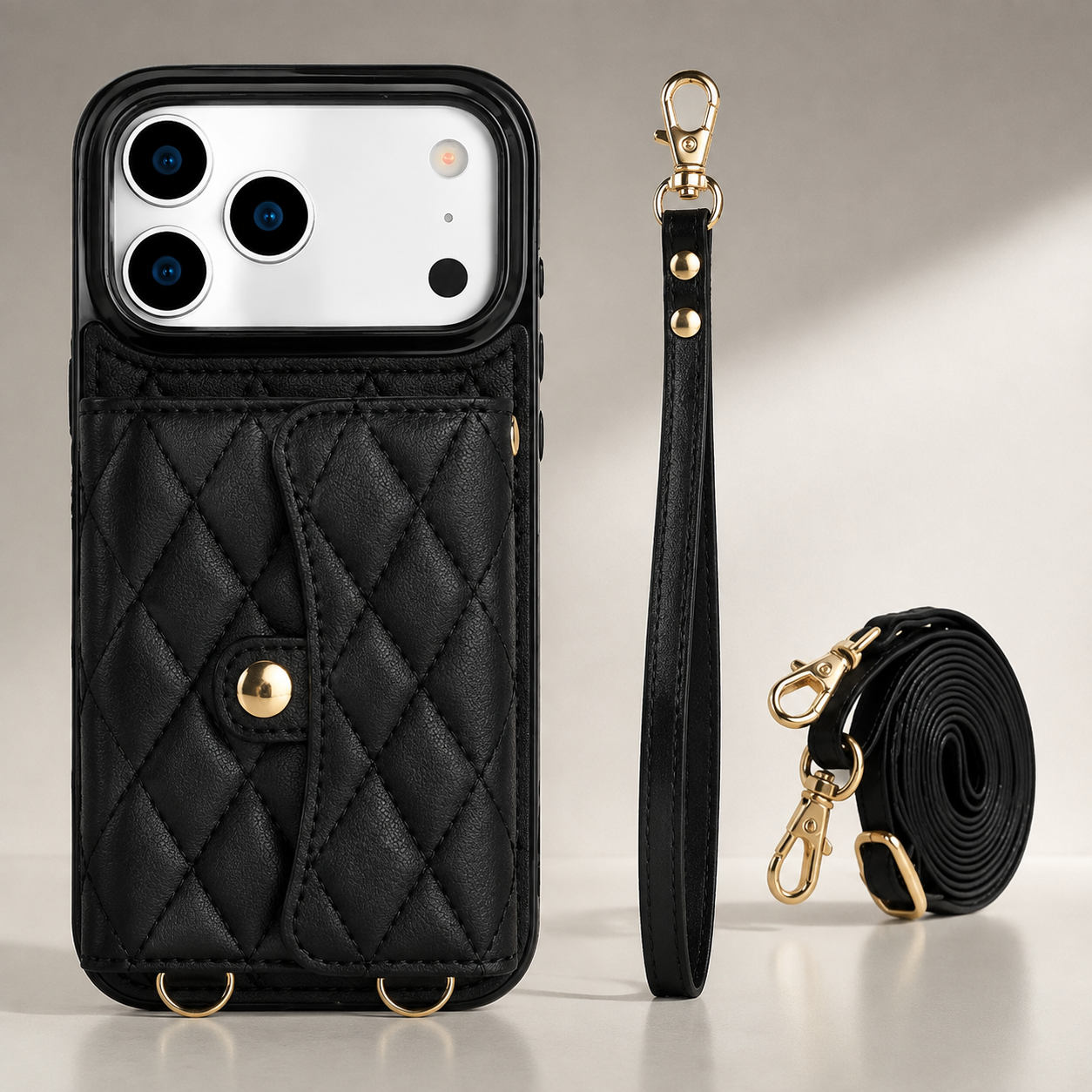 Premium iPhone Case Crossbody Leather Wallet Cover Card Holder Coin Pocket Wrist Strap Shoulder Strap Shockproof Protective Cover Full Coverage Non Slip Design