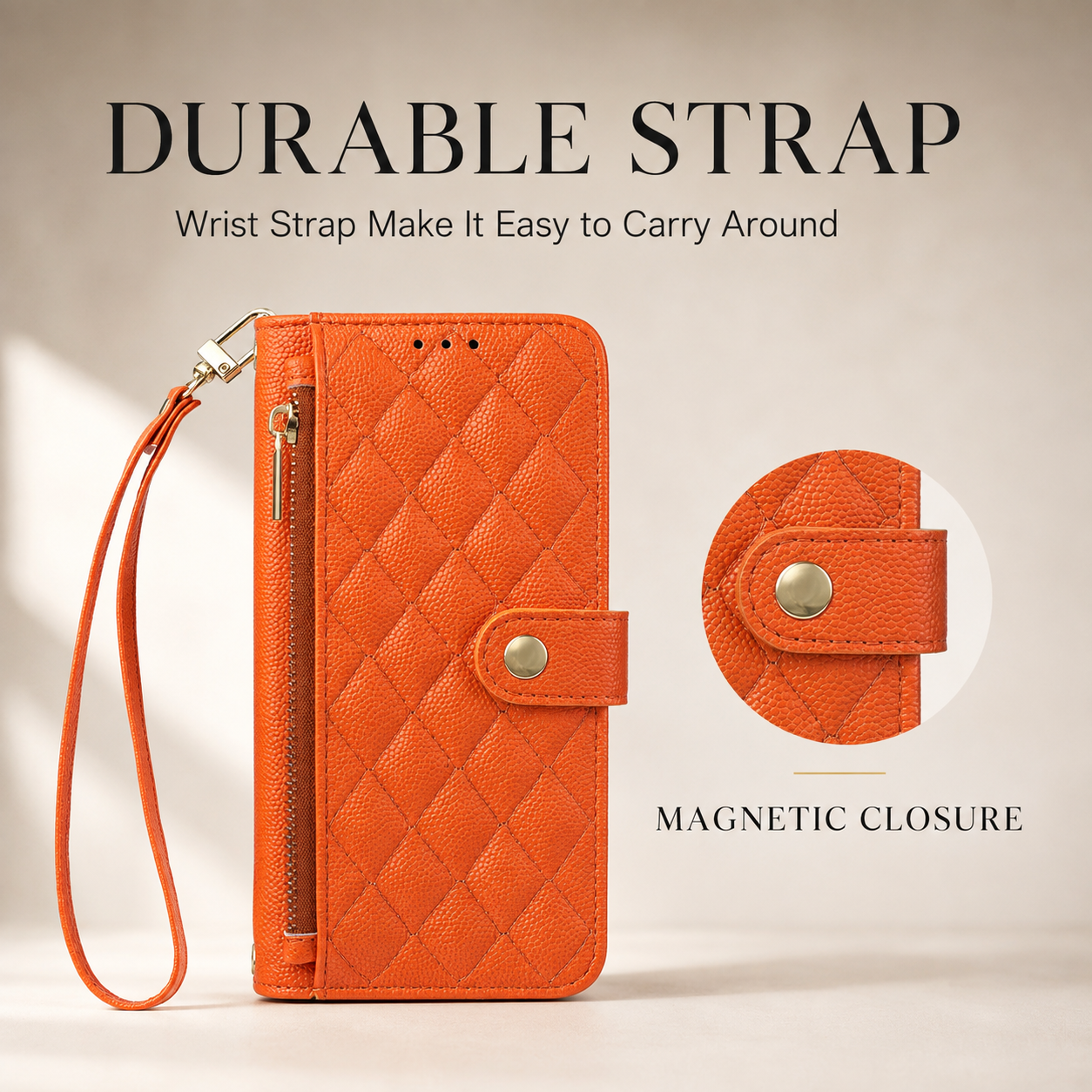 Premium iPhone Case Crossbody Leather Wallet Cover Card Holder Lanyard Strap Camera Lens Protection Anti Scratch Non Slip Protective PU Design