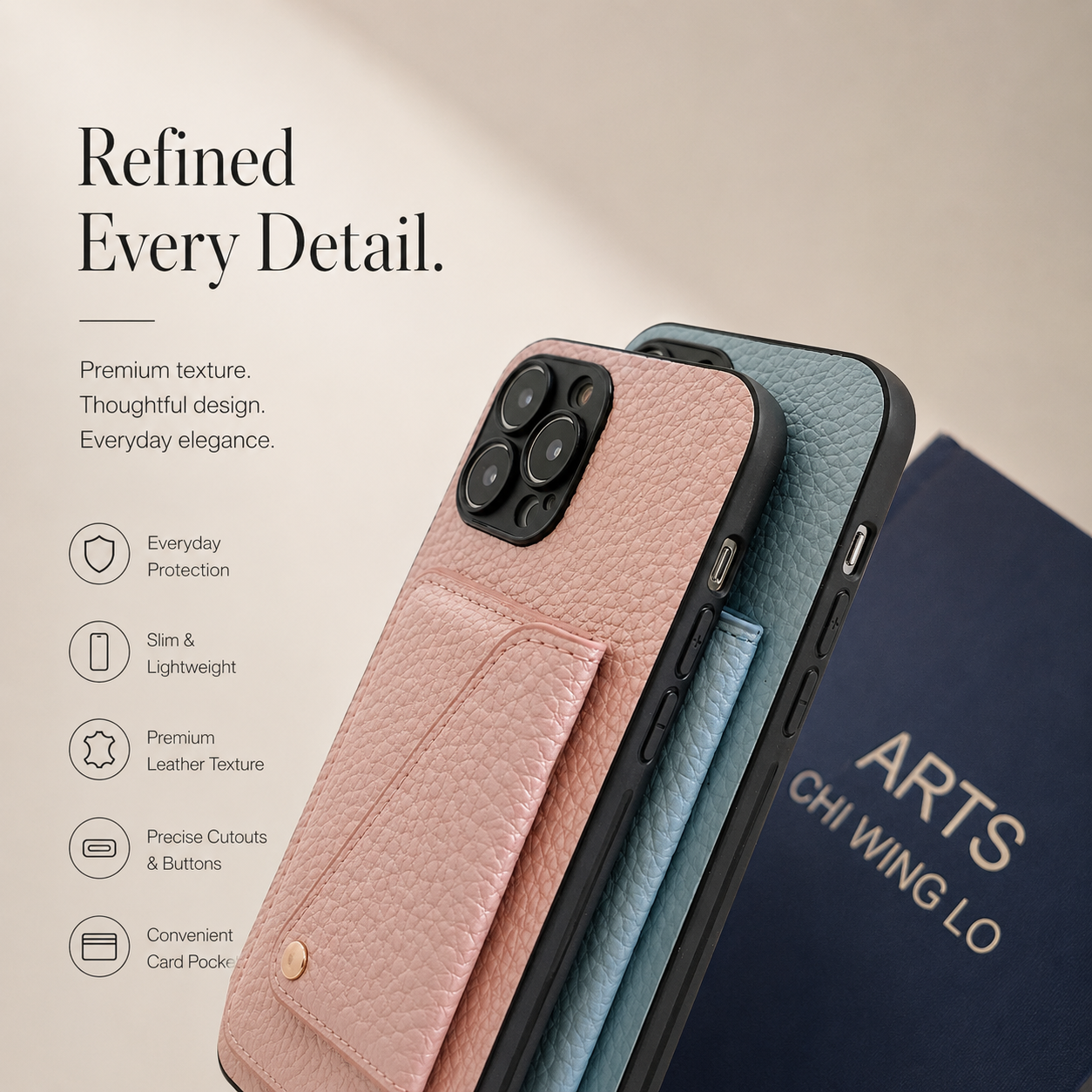 Premium iPhone Case Crossbody Wallet Cover Card Holder Chain Strap Camera Lens Protection PU Leather Shockproof Anti Scratch Full Coverage