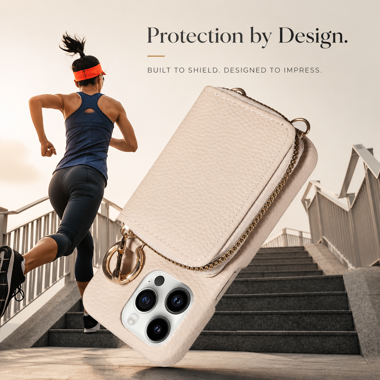 Premium iPhone Case Crossbody Wallet Cover PU Leather Zipper Card Holder Strap Shockproof Protective Case Magnetic Closure Full Coverage Design