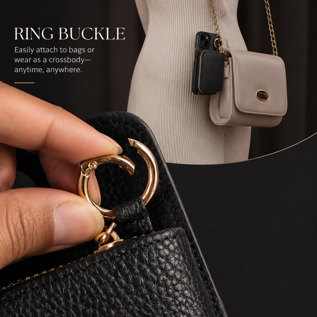Premium iPhone Case Crossbody Wallet Cover PU Leather Zipper Card Holder Strap Shockproof Protective Case Magnetic Closure Full Coverage Design