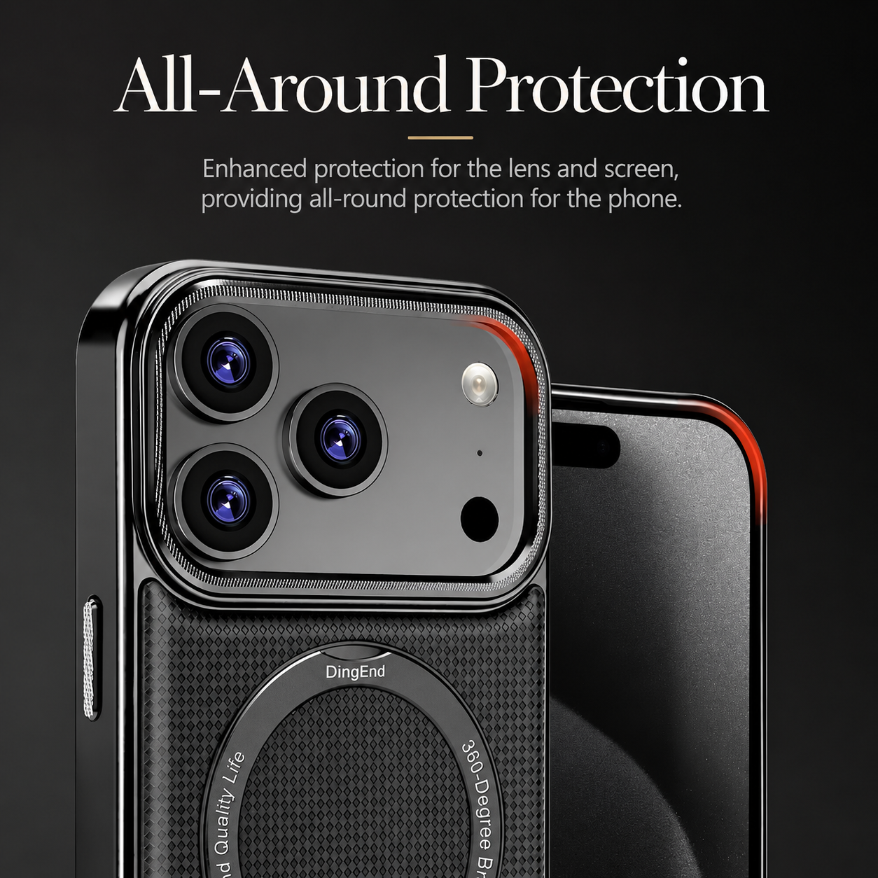 Premium iPhone Case Diamond Pattern Leather MagSafe Compatible Cover Rotating Kickstand Camera Lens Protection Shockproof Anti Fingerprint Design