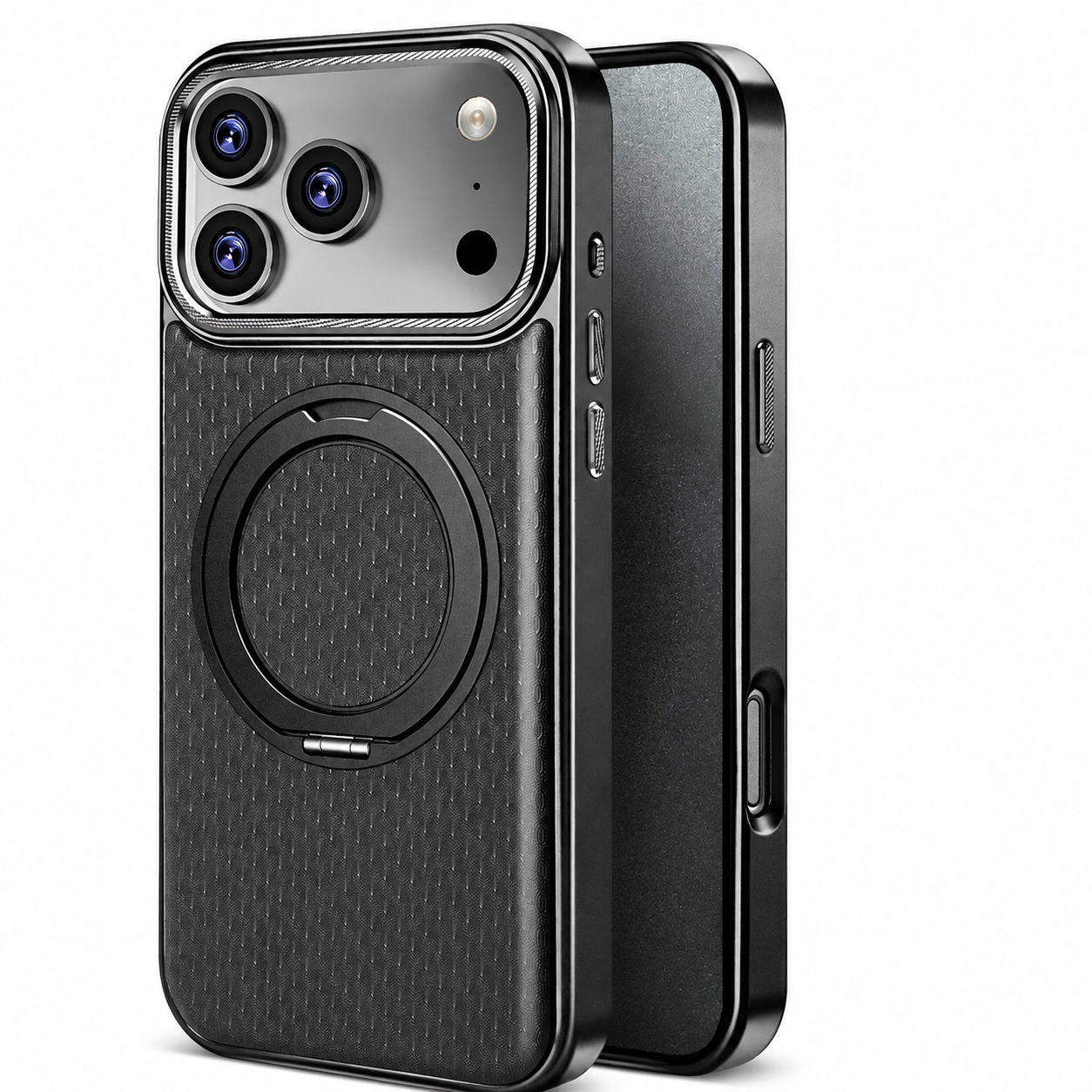 Premium iPhone Case Diamond Pattern Leather MagSafe Compatible Cover Rotating Kickstand Camera Lens Protection Shockproof Anti Fingerprint Design