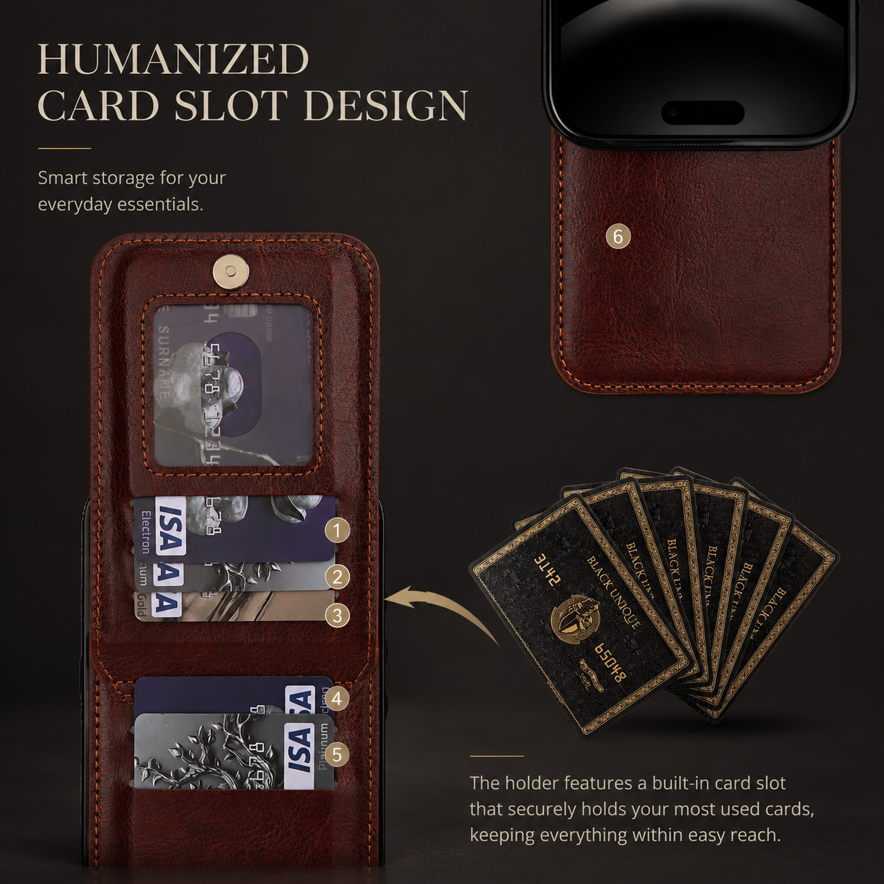 Premium iPhone Case Flip Wallet Cover Leather Card Holder with Stand Shockproof Anti Fingerprint Protective Design Full Access Slim Durable Magnetic Closure