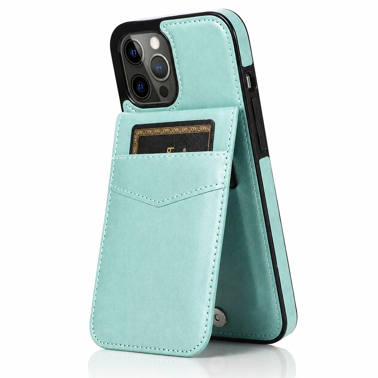 Premium iPhone Case Flip Wallet Cover Leather Card Holder with Stand Shockproof Anti Fingerprint Protective Design Full Access Slim Durable Magnetic Closure