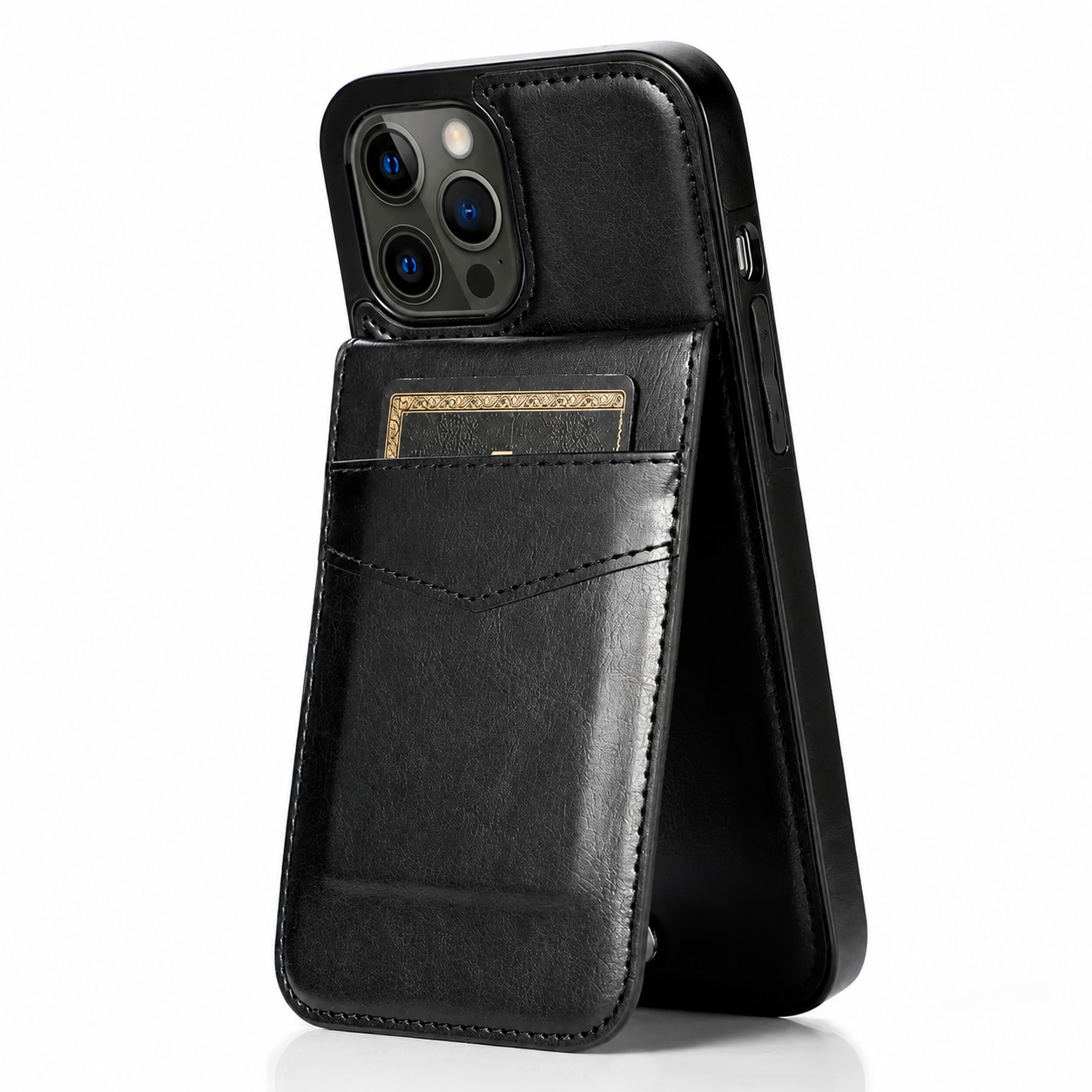 Premium iPhone Case Flip Wallet Cover Leather Card Holder with Stand Shockproof Anti Fingerprint Protective Design Full Access Slim Durable Magnetic Closure