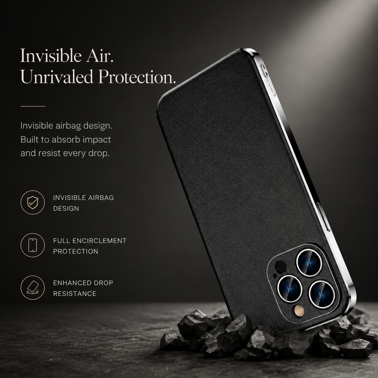 Premium iPhone Case Genuine Cowhide Leather Protective Cover Plated Metal Frame Full Camera Lens Protection Shockproof Slim Durable Wireless Charging Design