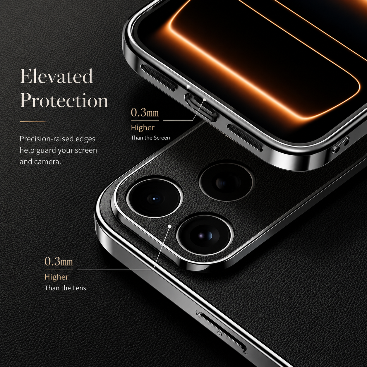 Premium iPhone Case Genuine Leather Cowhide Protective Cover Shockproof Anti Slip Matte Finish Full Camera Lens Guard Slim Design