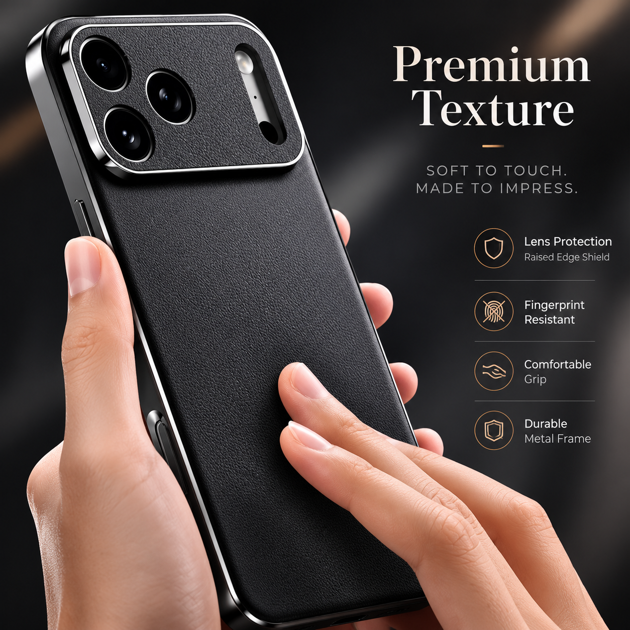Premium iPhone Case Genuine Leather Cowhide Protective Cover Shockproof Anti Slip Matte Finish Full Camera Lens Guard Slim Design