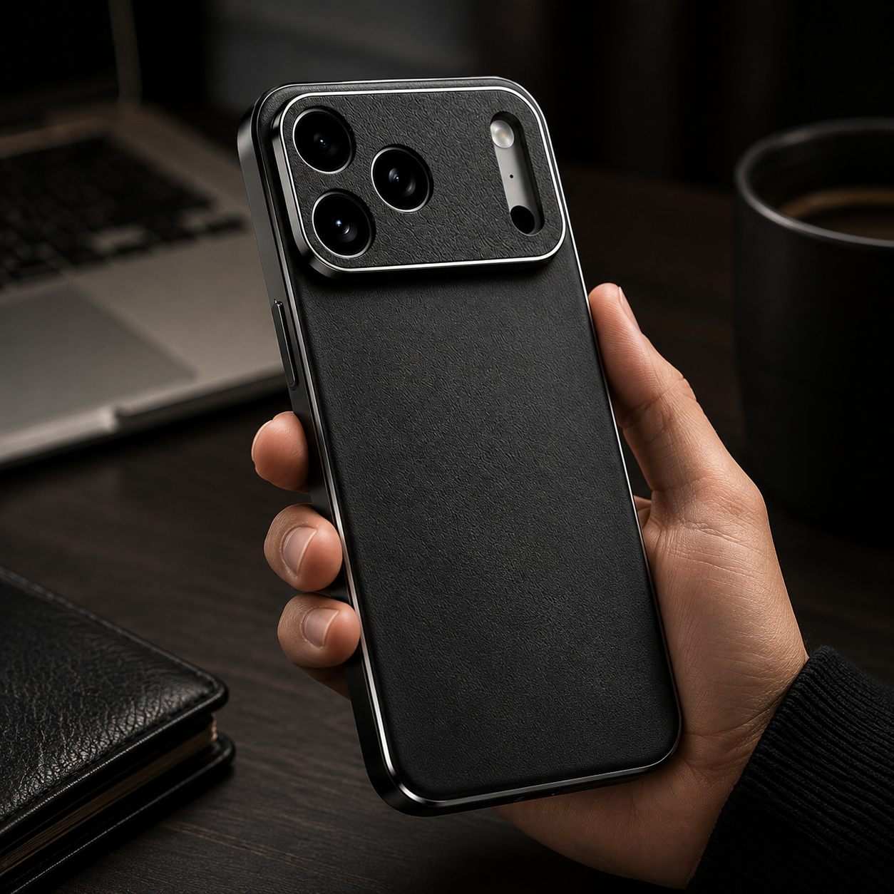 Premium iPhone Case Genuine Leather Cowhide Protective Cover Shockproof Anti Slip Matte Finish Full Camera Lens Guard Slim Design