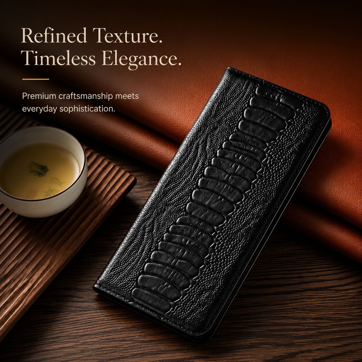 Premium iPhone Case Genuine Leather Flip Wallet Cover Card Holder Stand Magnetic Closure Shockproof Protective Case Full Coverage Slim Design