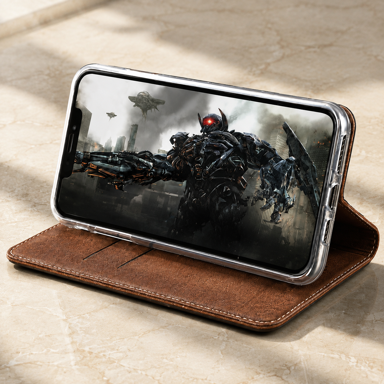 Premium iPhone Case Genuine Leather Flip Wallet Cover Card Holder Stand Magnetic Closure Shockproof Protective Case Full Coverage Slim Design