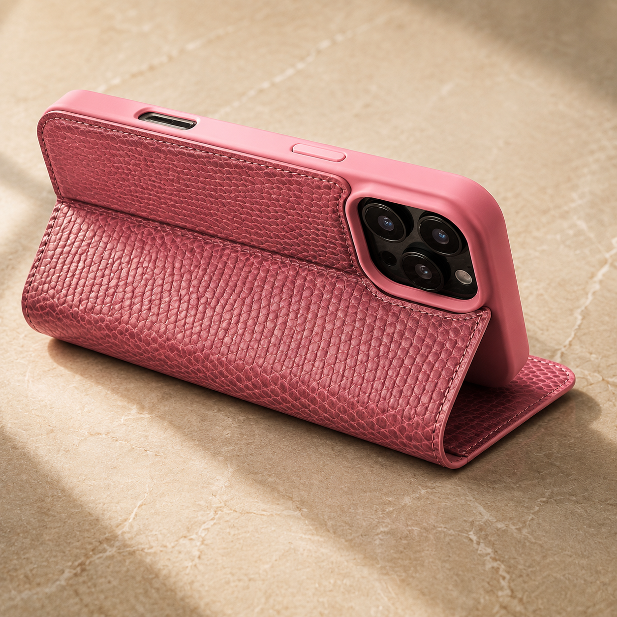 Premium iPhone Case Genuine Leather Flip Wallet Cover Cowhide Crocodile Grain Card Holder Stand Shockproof Protective Case Magnetic Closure Full Coverage