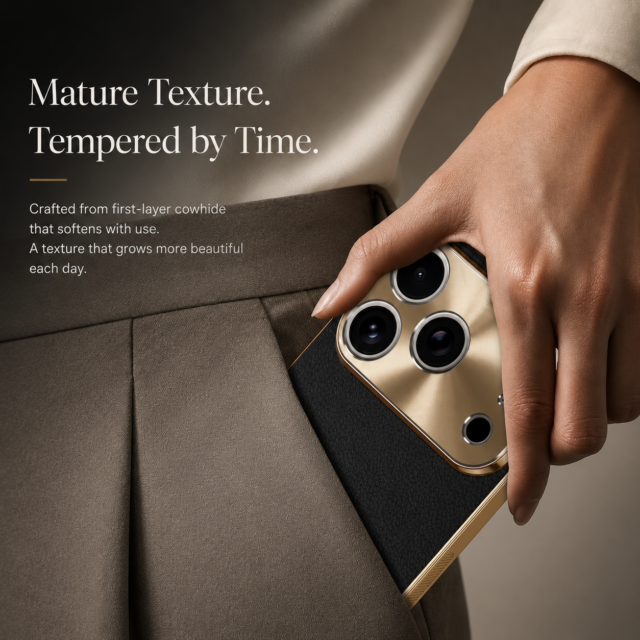 Premium iPhone Case Genuine Leather Magnetic Cover MagSafe Compatible Rotating Ring Stand Shockproof Frameless Camera Lens Protection Anti Scratch Slim Design