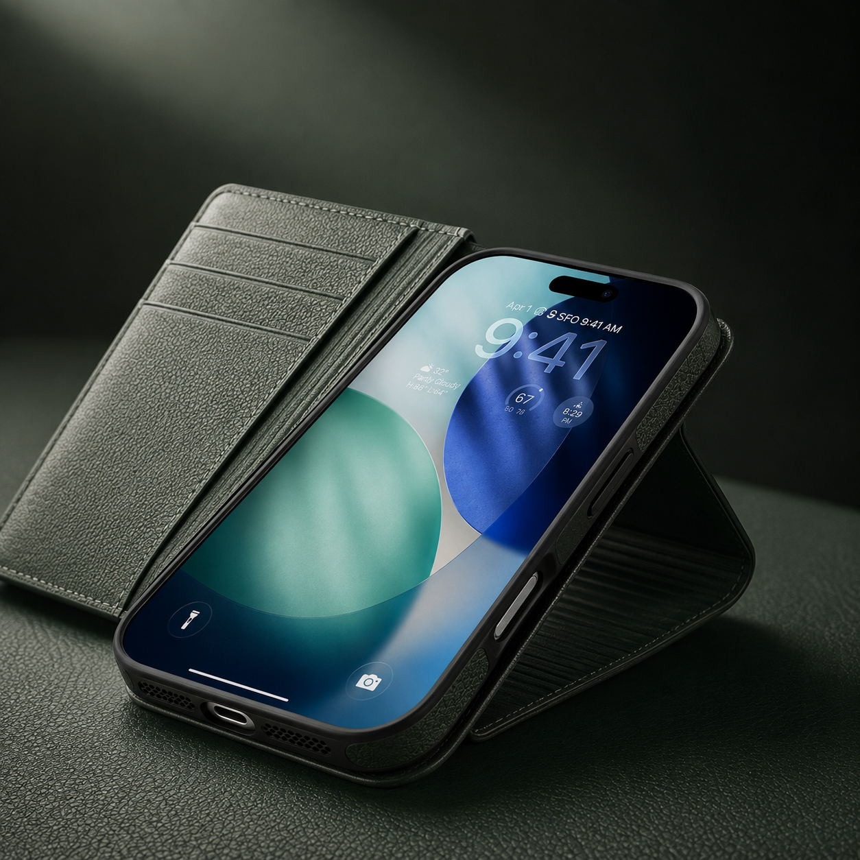 Premium iPhone Case Genuine Leather Wallet Flip Cover Card Holder Horizontal Stand Camera Lens Protection Shockproof Anti Scratch Full Coverage Design