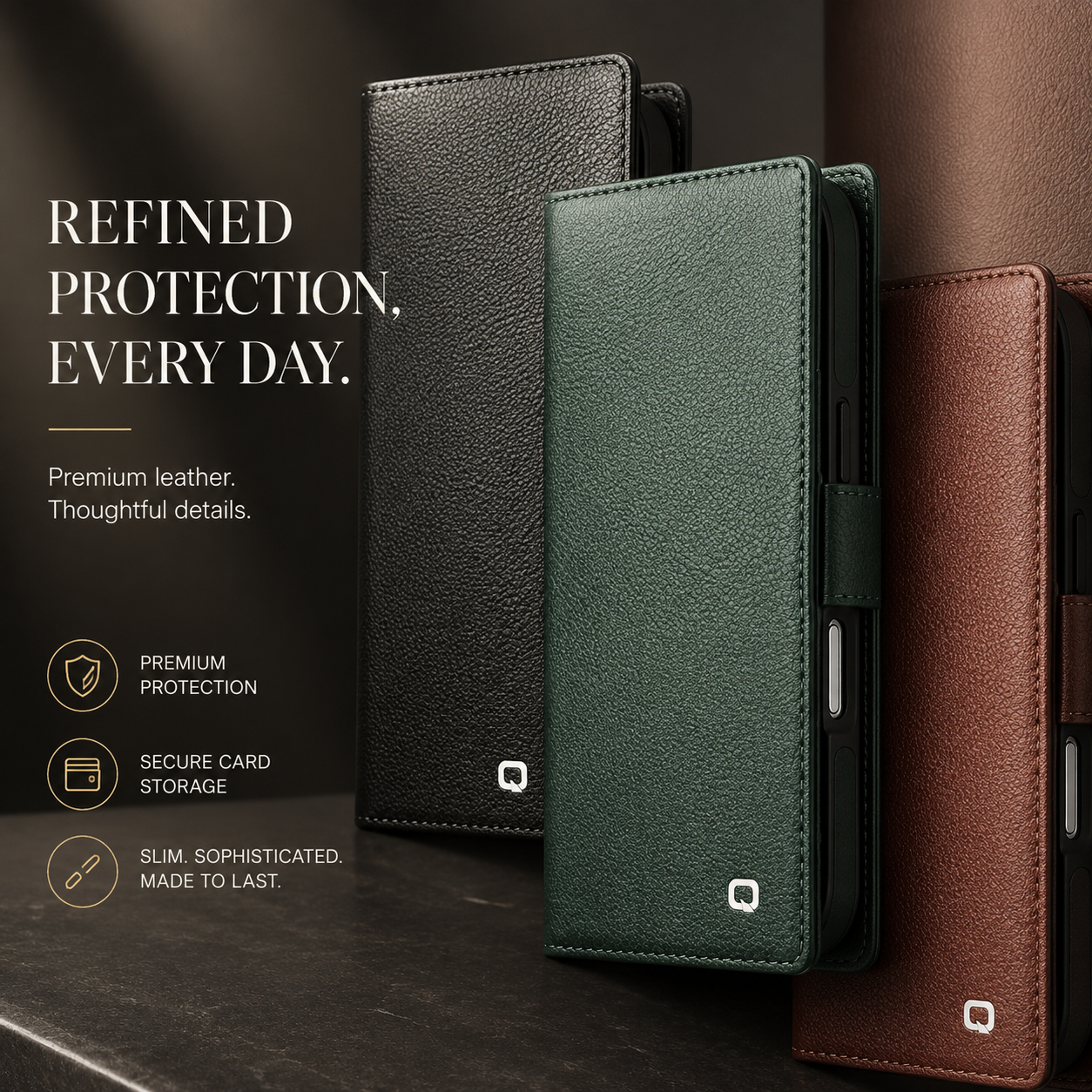 Premium iPhone Case Genuine Leather Wallet Flip Cover Card Holder Horizontal Stand Camera Lens Protection Shockproof Anti Scratch Full Coverage Design