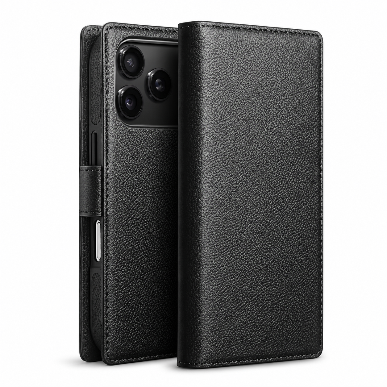 Premium iPhone Case Genuine Leather Wallet Flip Cover Card Holder Horizontal Stand Camera Lens Protection Shockproof Anti Scratch Full Coverage Design