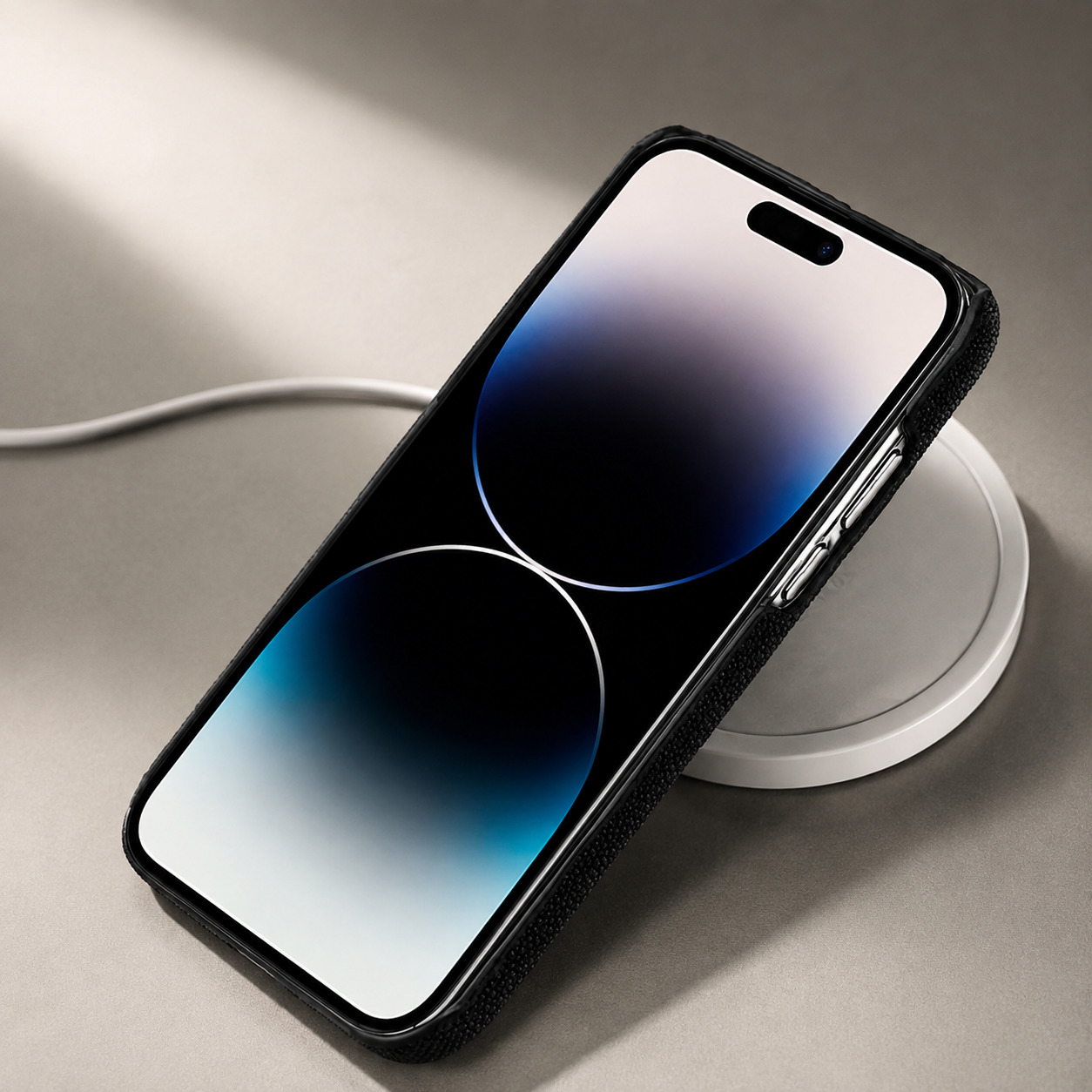 Premium iPhone Case Genuine Stingray Leather Shockproof Cover Camera Lens Protection Anti Fingerprint Dustproof Lightweight Half Wrapped Protective Design