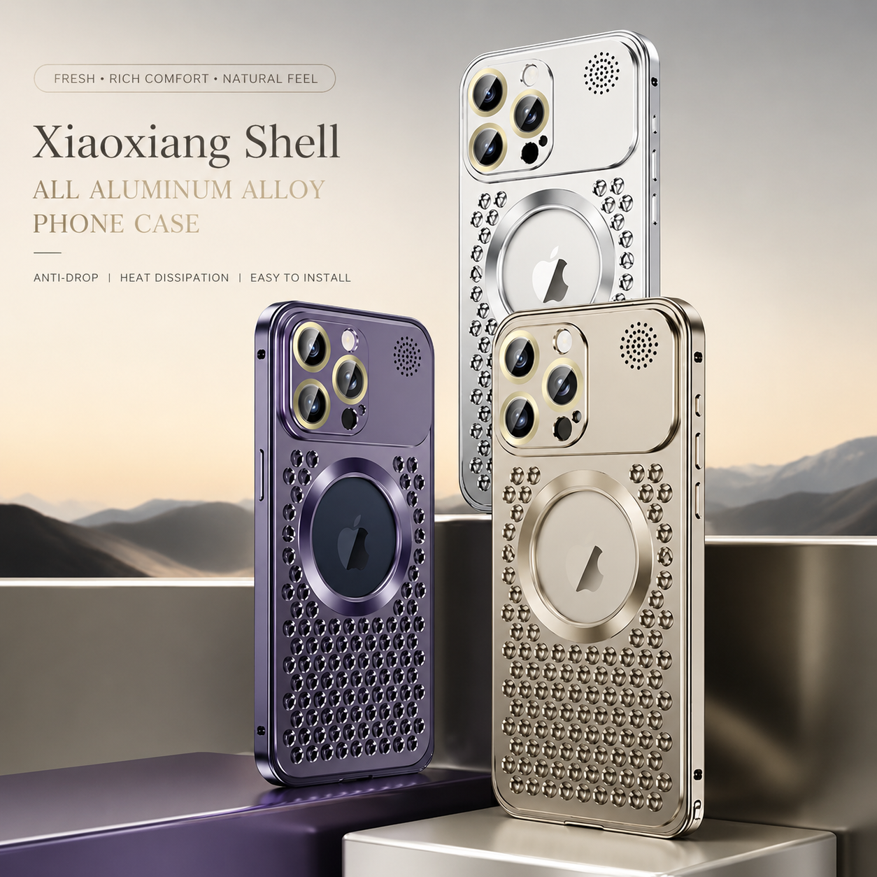 Premium iPhone Case Heat Dissipation Aluminum Magnetic Cover MagSafe Compatible Camera Lens Protection Dual Layer Shockproof Scratch Resistant Design