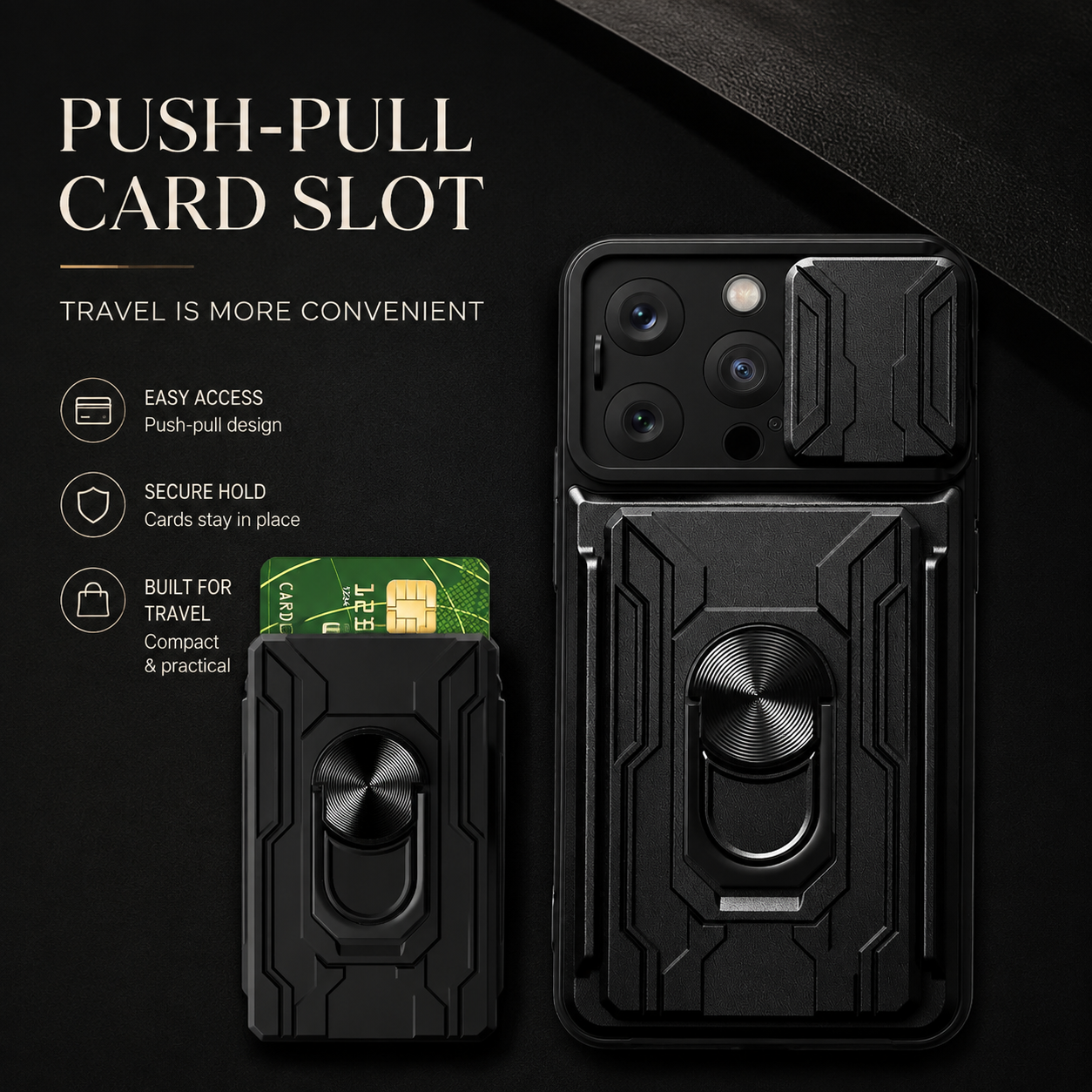 Premium iPhone Case Heavy Duty Armor Protective Cover Dual Layer Shockproof Card Holder 360° Ring Stand Magnetic Mount Compatible Full Coverage