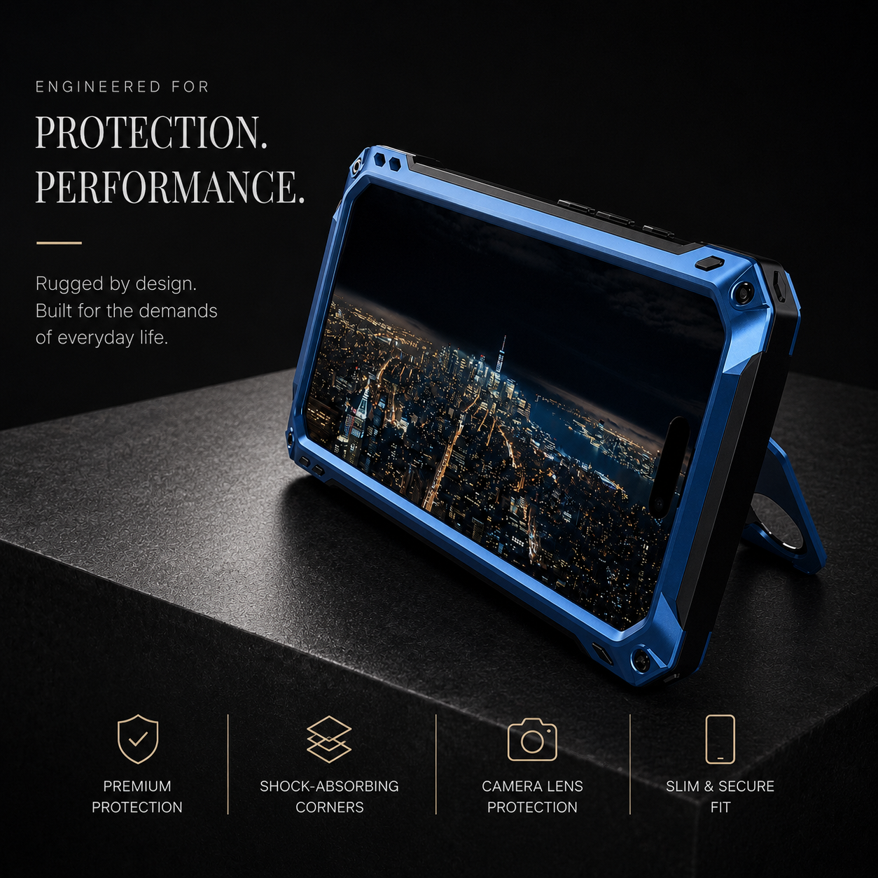 Premium iPhone Case Heavy Duty Metal MagSafe Compatible Protective Cover Military Grade Shockproof Aluminum Bumper Camera Guard Kickstand Anti Scratch Full Coverage