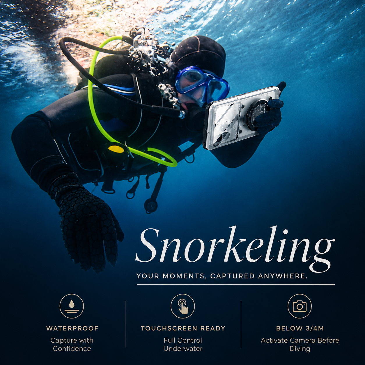 Premium iPhone Case IP68 Waterproof Full Body Protective Cover Shockproof Vacuum Seal Touchscreen Access Dustproof Underwater Protection