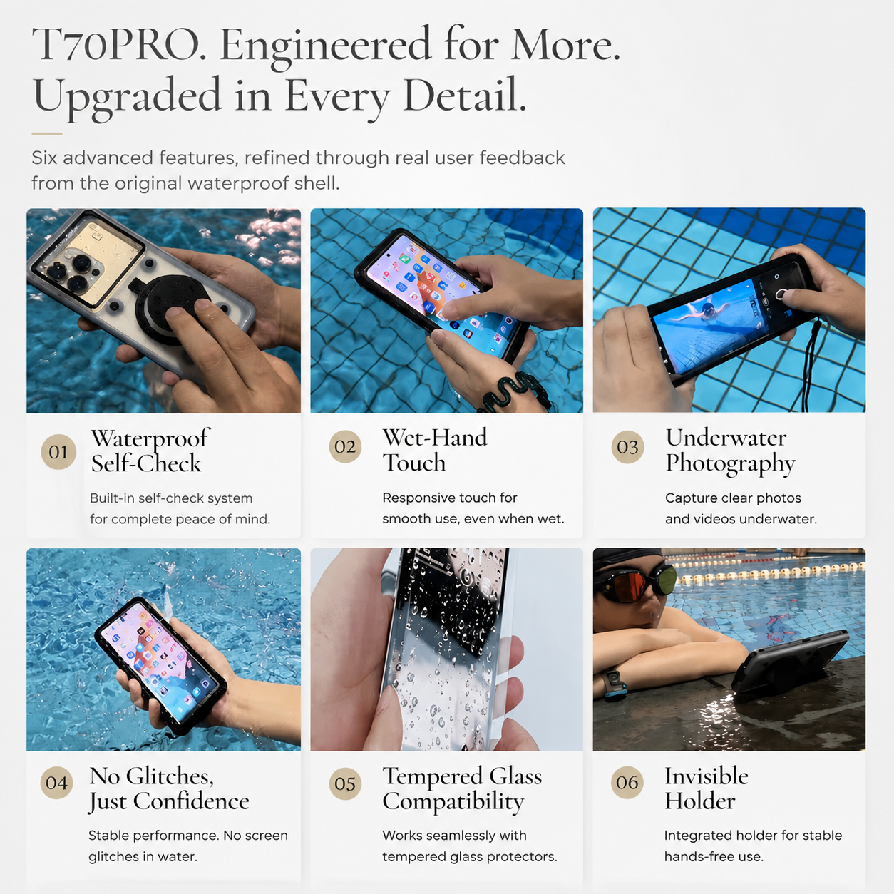 Premium iPhone Case IP68 Waterproof Full Body Protective Cover Shockproof Vacuum Seal Touchscreen Access Dustproof Underwater Protection