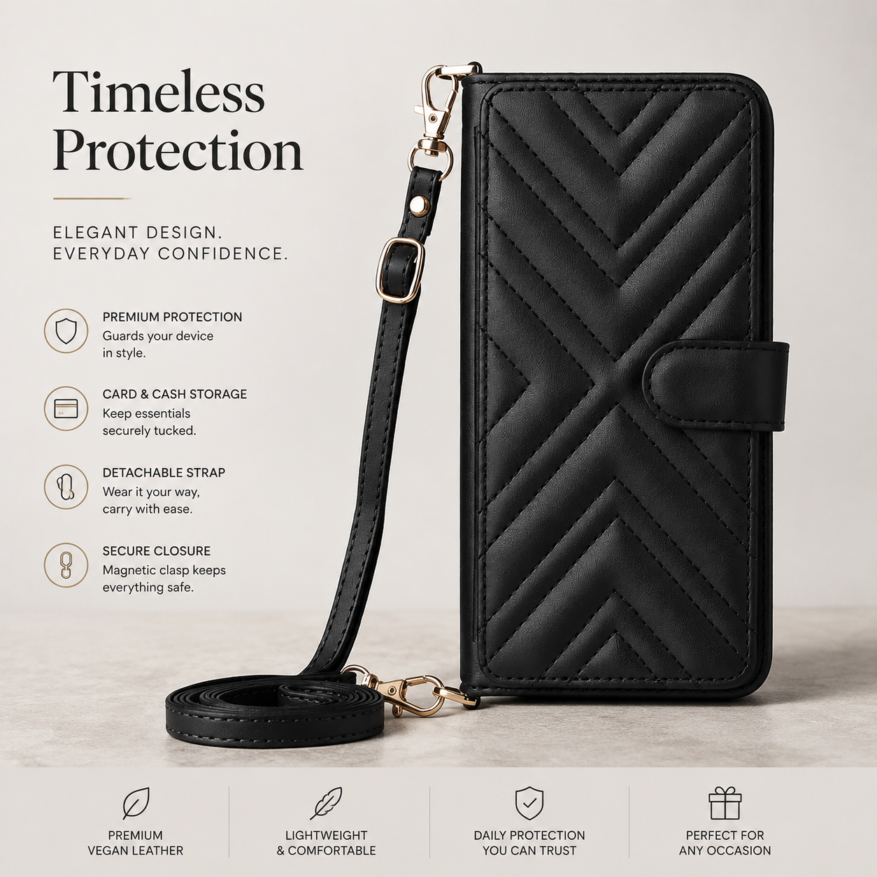 Premium iPhone Case Leather Flip Wallet Cover Card Holder Shockproof Protective Cover Magnetic Closure Kickstand Full Body Protection Design