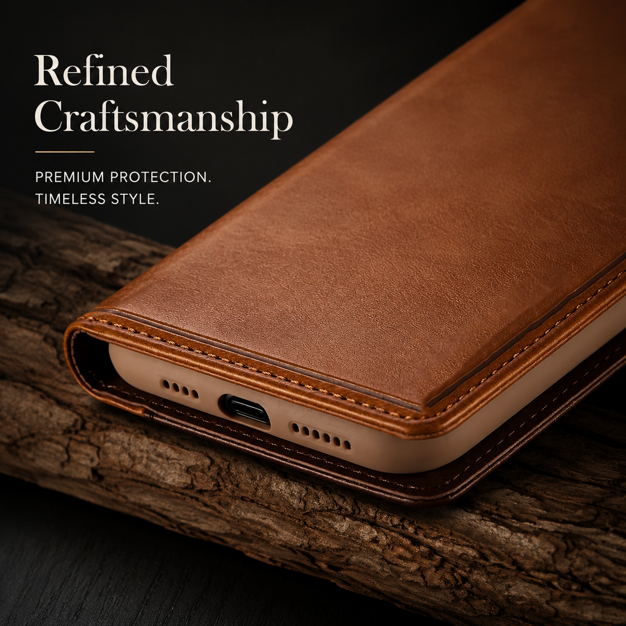 Premium iPhone Case Leather Flip Wallet Cover MagSafe Compatible PU Leather Card Holder SIM Slot Magnetic Closure Shockproof Protective Design