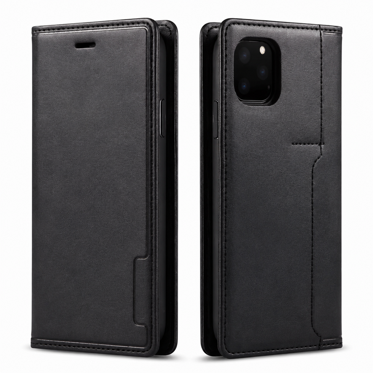 Premium iPhone Case Leather Flip Wallet Cover MagSafe Compatible PU Leather Card Holder SIM Slot Magnetic Closure Shockproof Protective Design