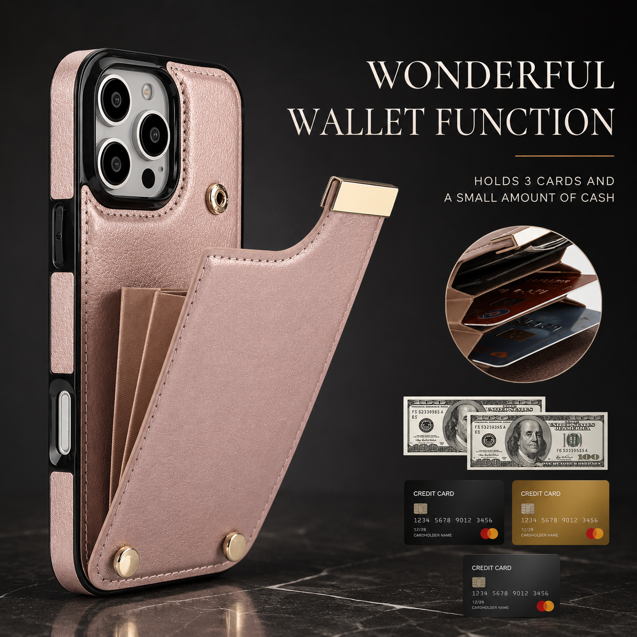 Premium iPhone Case Leather Wallet Cover Flip Card Holder Pocket Magnetic Closure Shockproof Protective Case Full Body Screen Camera Protection Slim Design