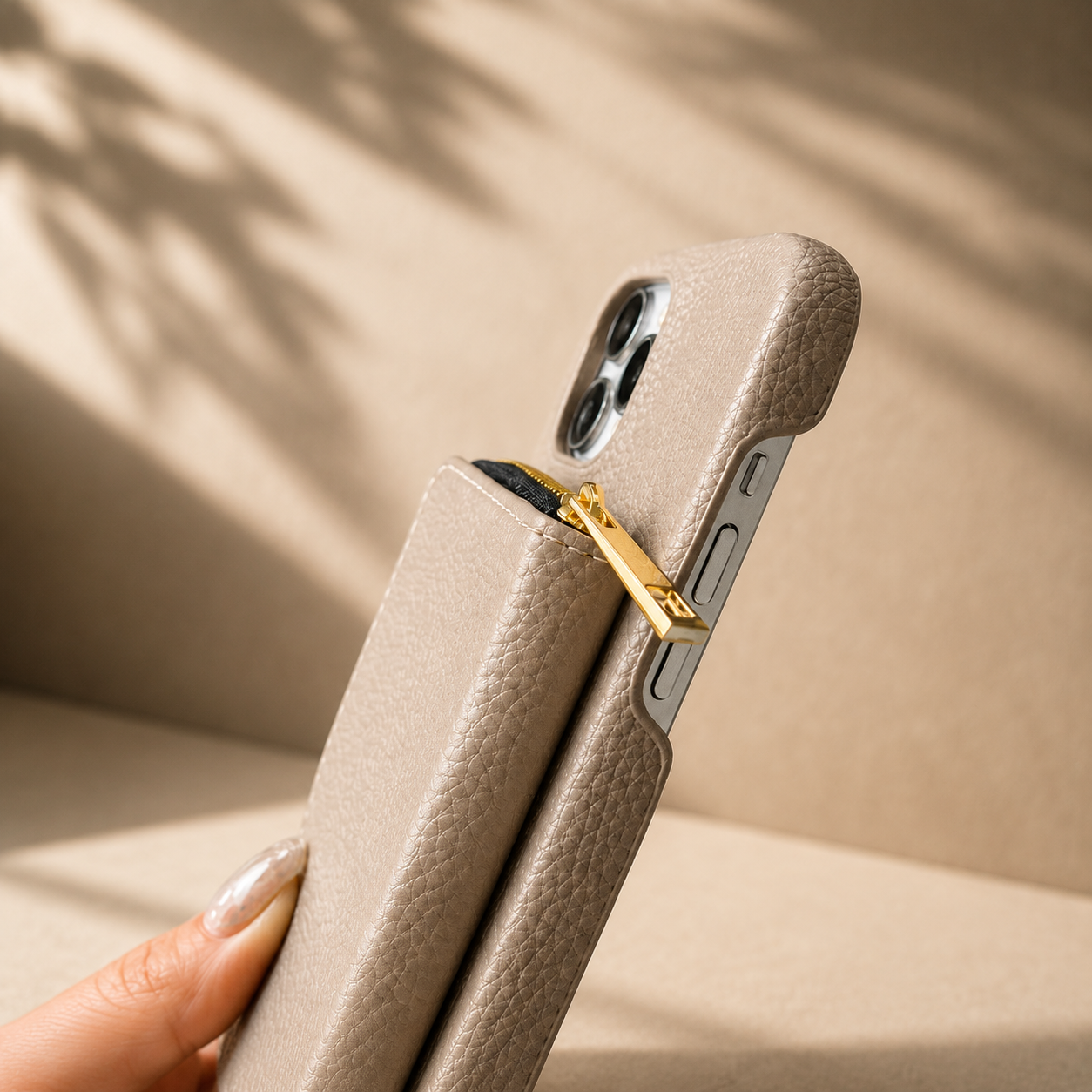 Premium iPhone Case Leather Zipper Wallet Crossbody Cover Card Holder Shoulder Strap Shockproof Protective Magnetic Closure Full Coverage Design