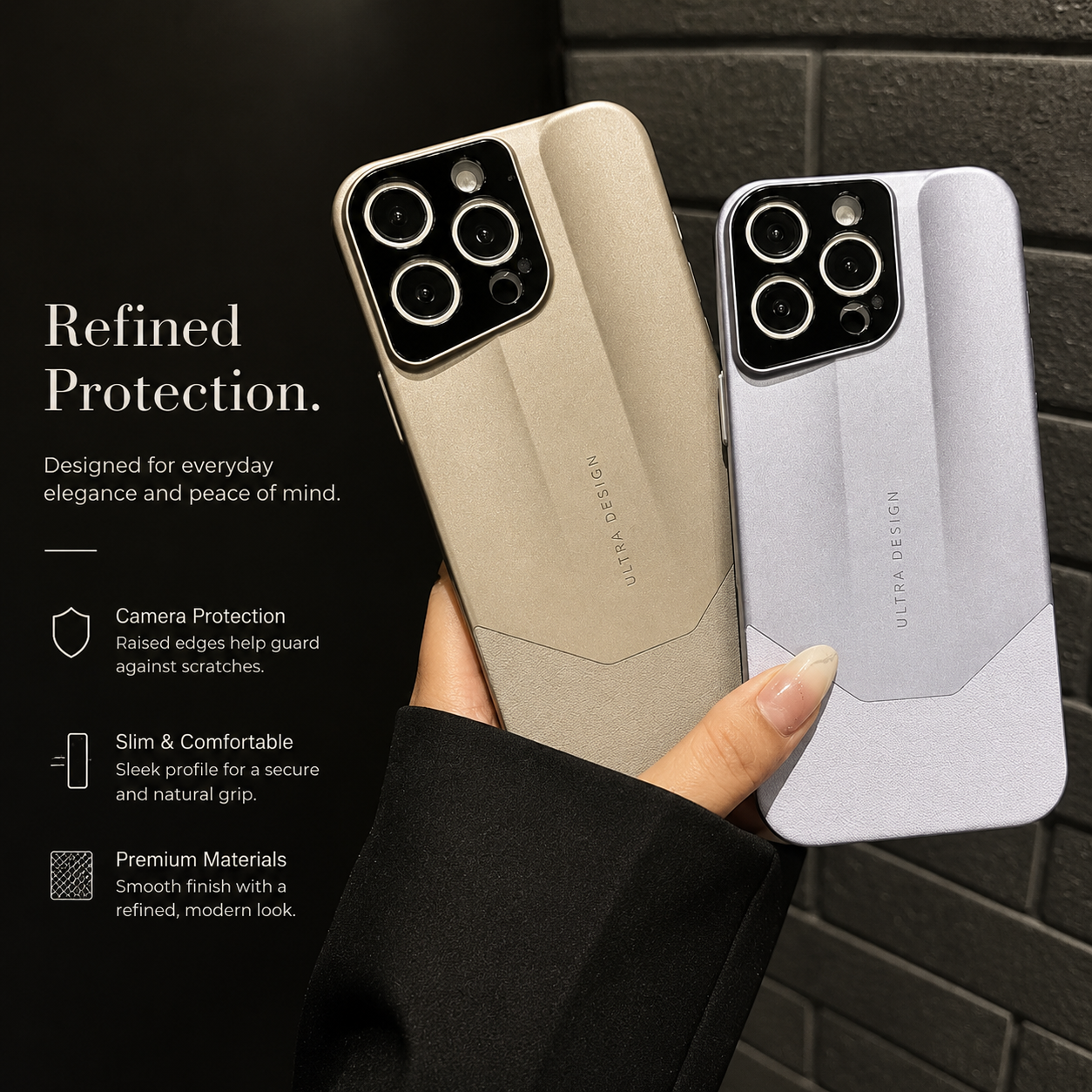 Premium iPhone Case Luxury Contrast Color Leather PC Hybrid Protective Cover Shockproof Anti Scratch Camera Lens Protection Slim Full Coverage