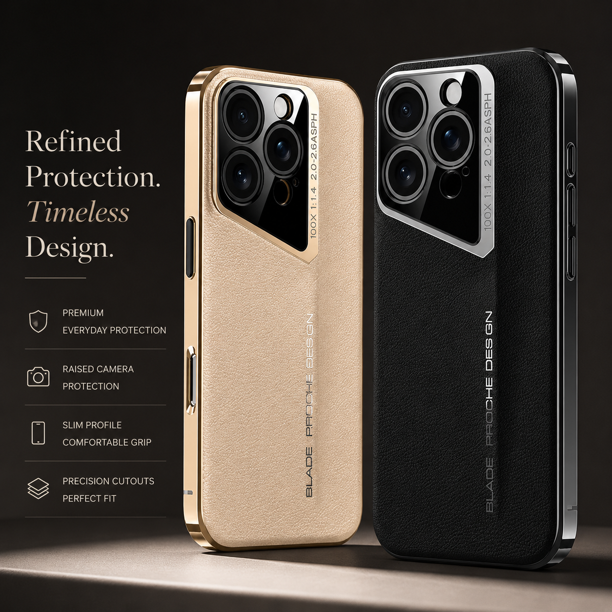 Premium iPhone Case Luxury PU Leather Electroplated Finish Ultra Thin Shockproof Protective Cover Camera Lens Protection Slim Hard Back Full Coverage