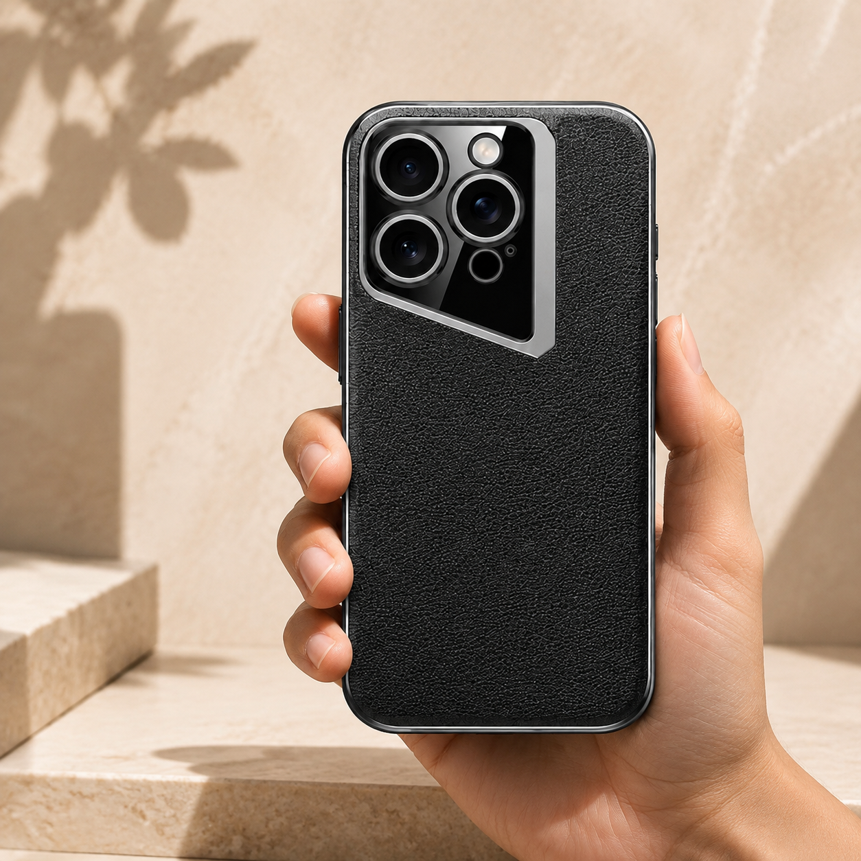 Premium iPhone Case Luxury PU Leather Electroplated Finish Ultra Thin Shockproof Protective Cover Camera Lens Protection Slim Hard Back Full Coverage
