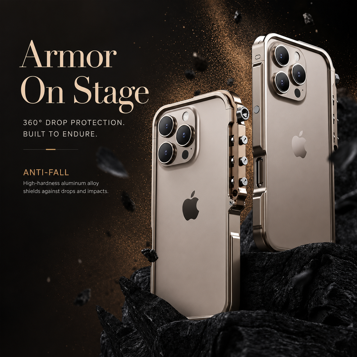 Premium iPhone Case MagSafe Compatible Aluminum Alloy Armor Frame Shockproof Protective Cover Anti Scratch Magnetic Metal Design Non Slip Grip Full Coverage
