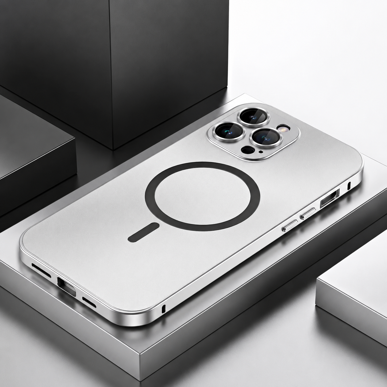 Premium iPhone Case MagSafe Compatible Aluminum Alloy Metal Frame Cover Shockproof Full Coverage Glass Lens Protection Matte Anti Glare Slim Design