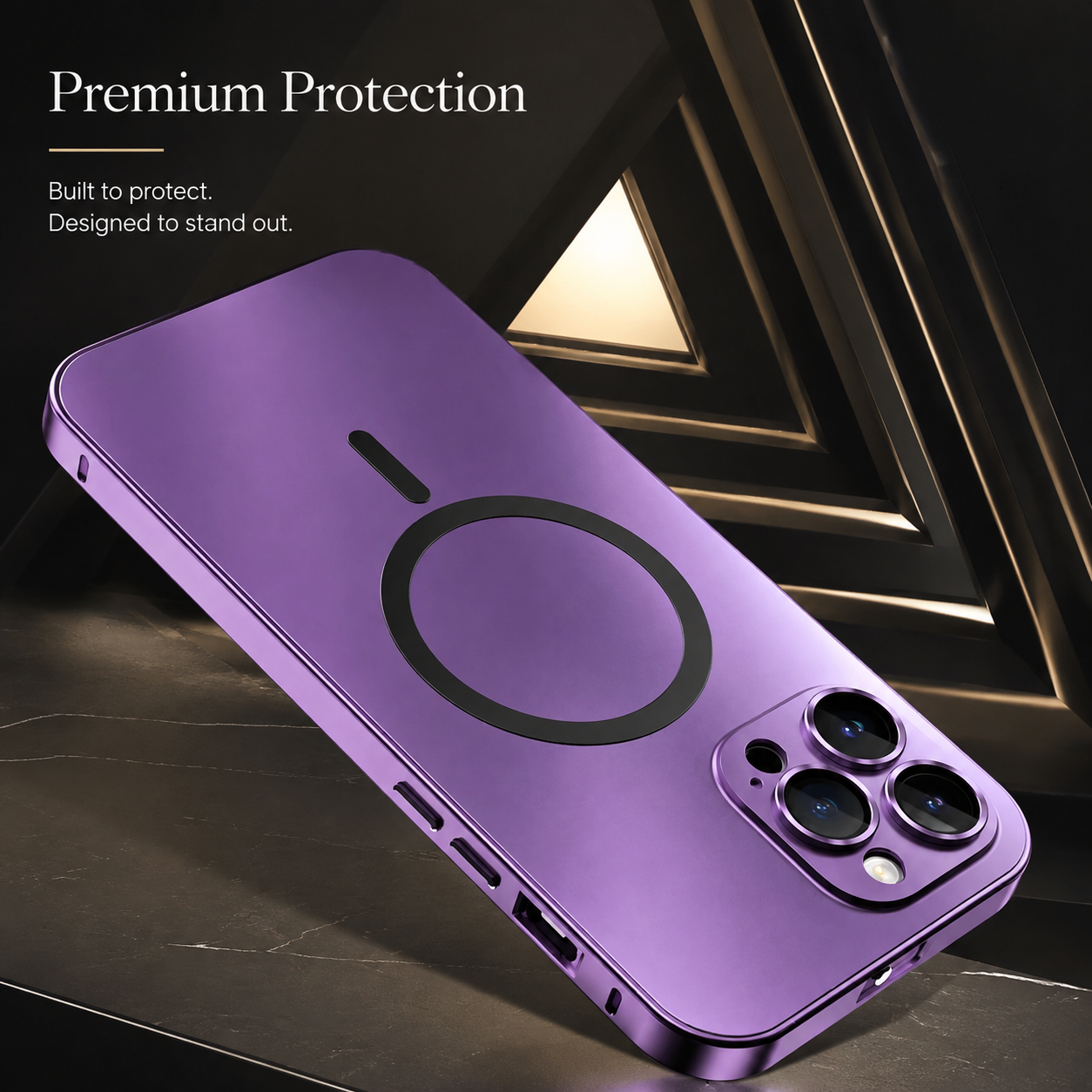Premium iPhone Case MagSafe Compatible Aluminum Frame Hard PC Back Cover Shockproof Camera Lens Protection Matte Anti Fingerprint Full Coverage